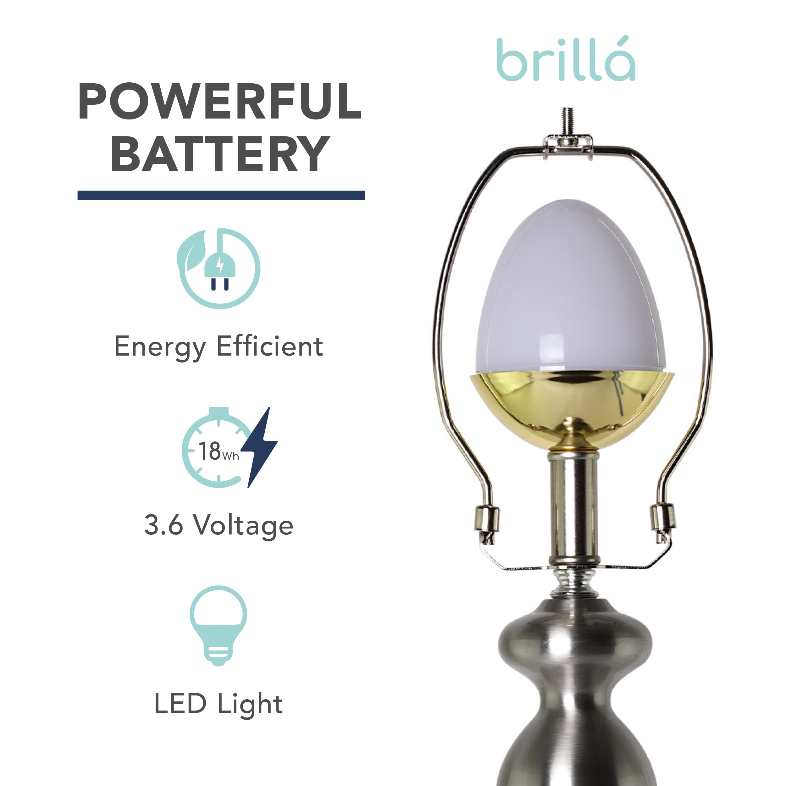 Brillá Metal LED Rechargeable Power Outage Everyday Lamp - 25.5"