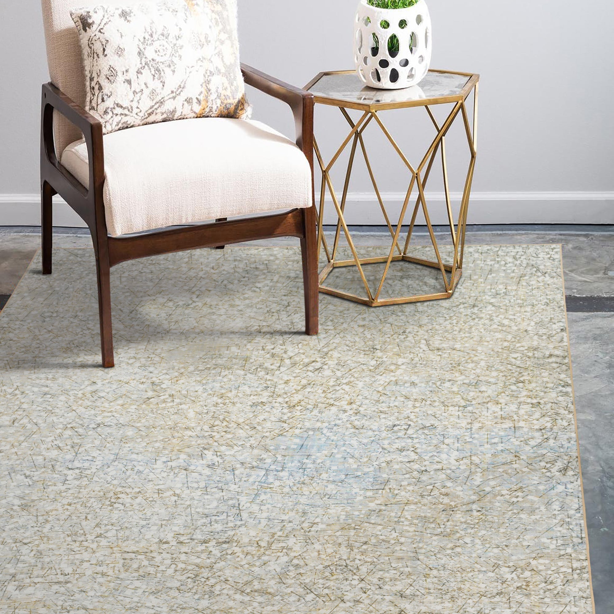 Sotho Beige Dining Room Washable Rug