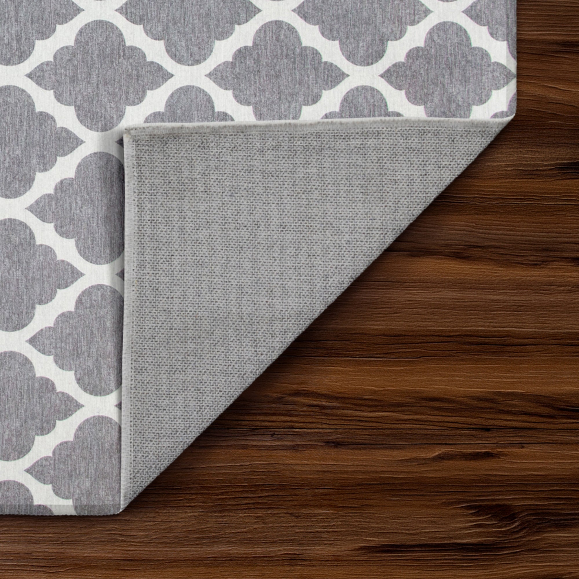 Moroccan Trellis Grey Bedroom Washable Rug