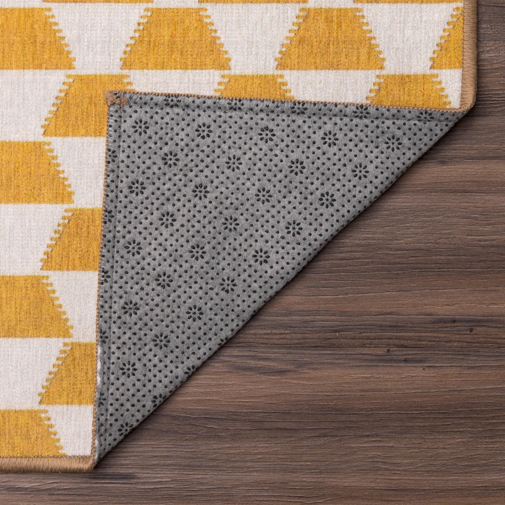 Yanis Yellow Gold Dining Room Washable Rug