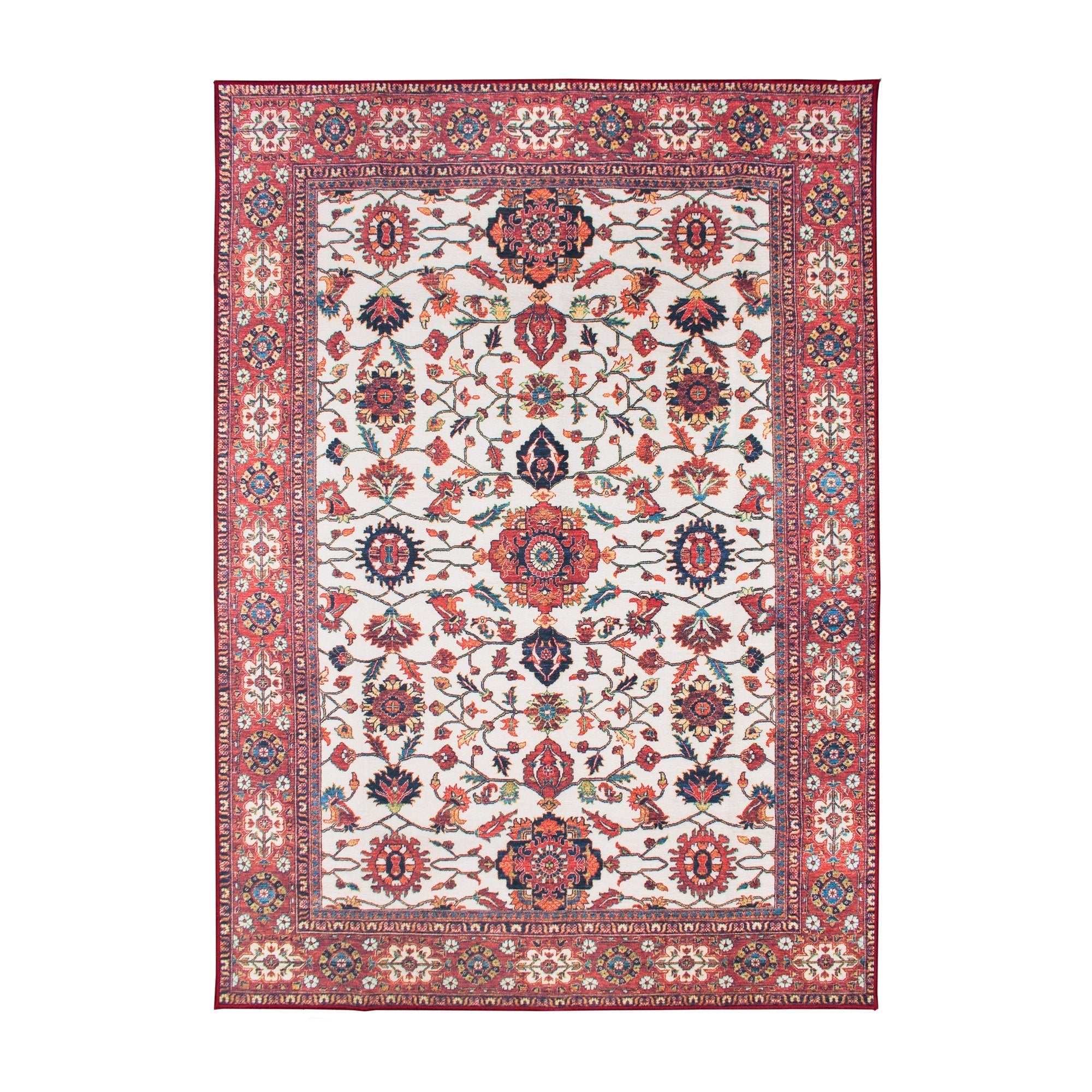 Ramage Maroon Dining Room Washable Rug