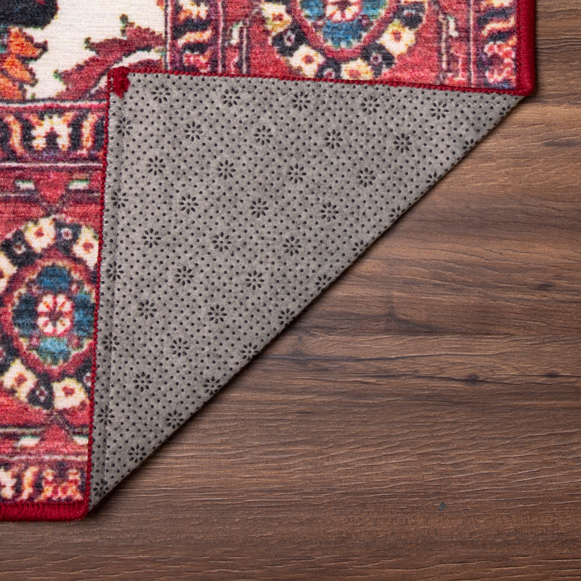 Ramage Maroon Dining Room Washable Rug