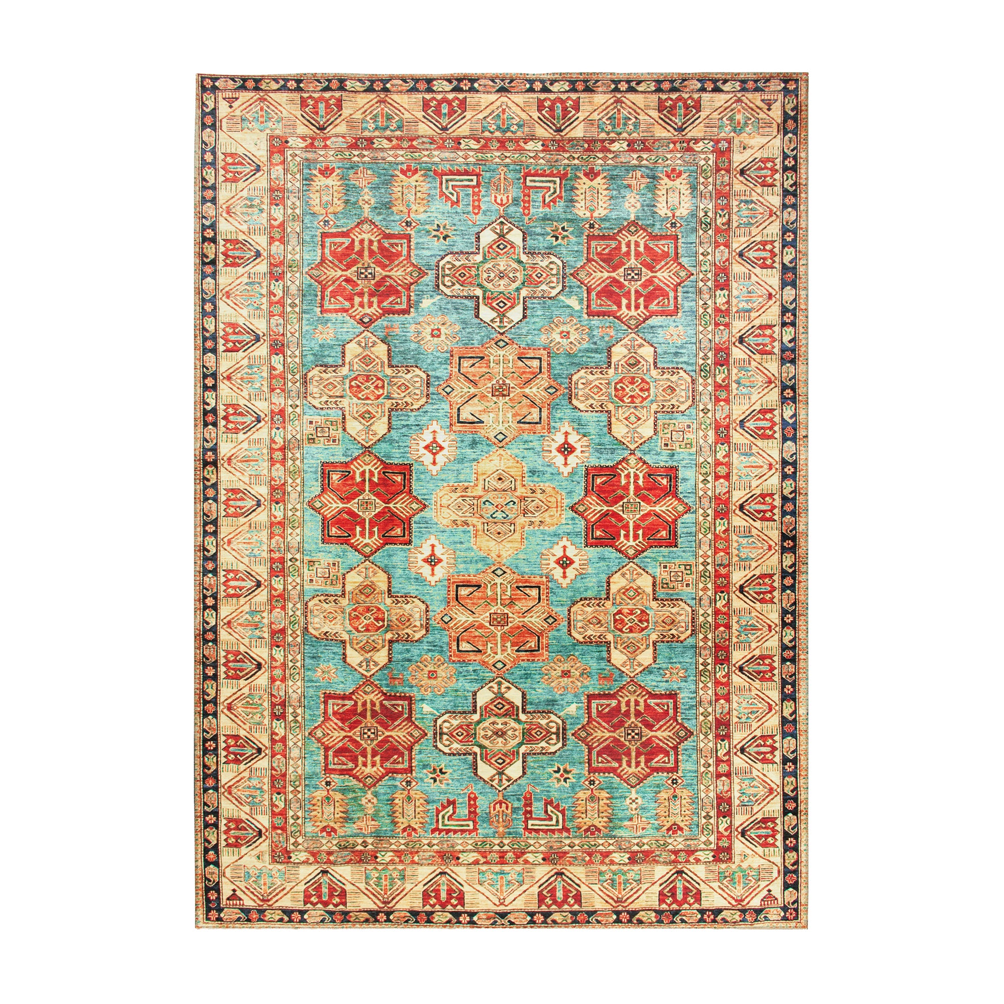 Ottoman Turquoise Bedroom Washable Rug