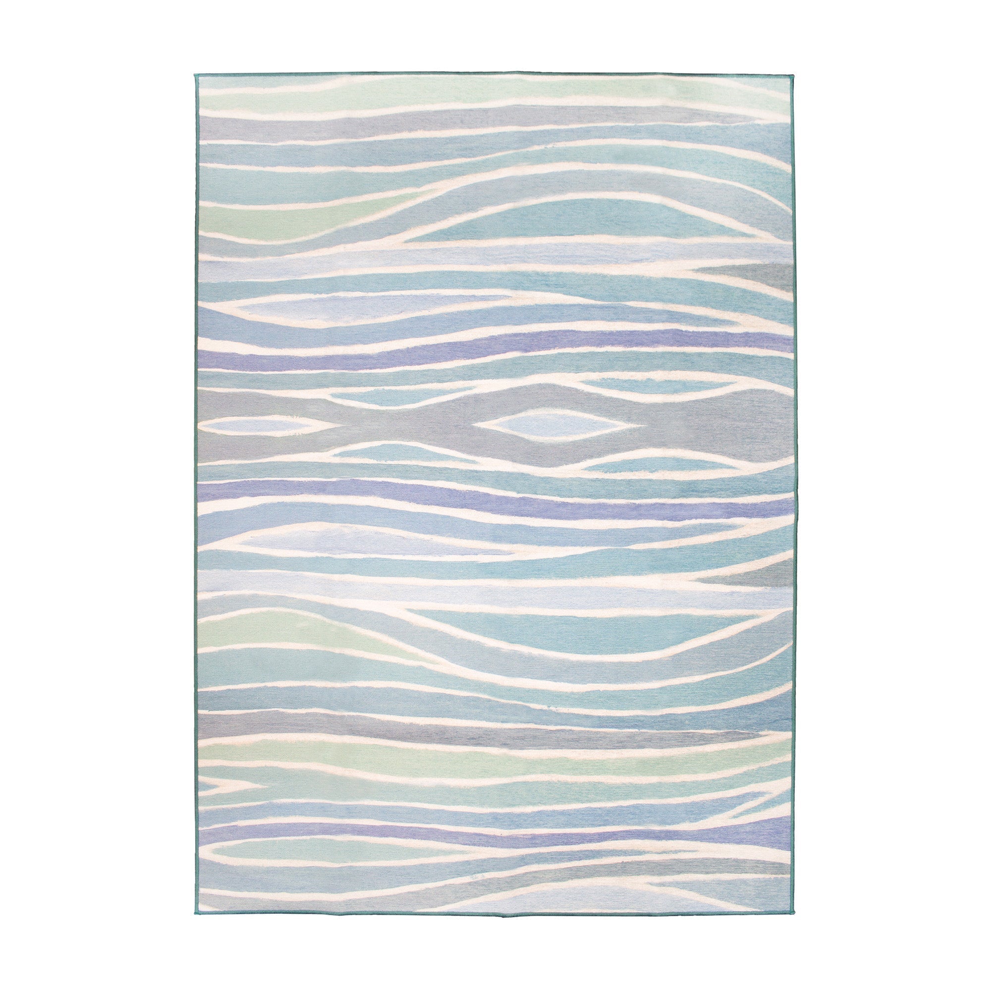 Waves Ocean Blue Dining Room Washable Rug