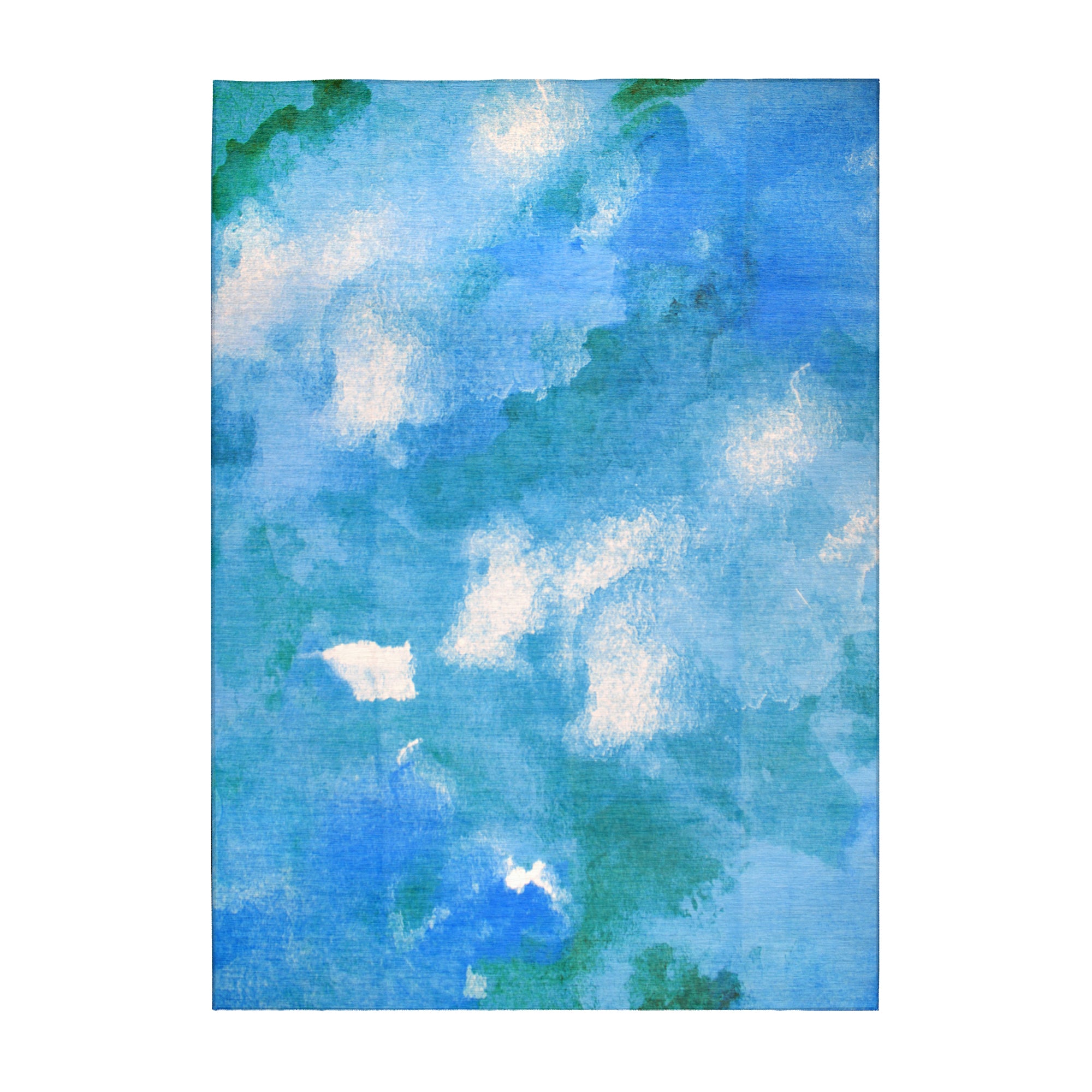 Watercolor Aqua Washable Rug