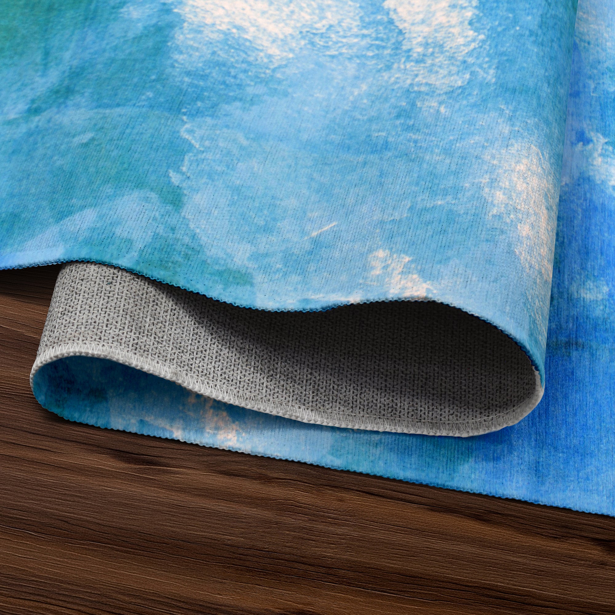 Watercolor Aqua Bathroom Washable Rug