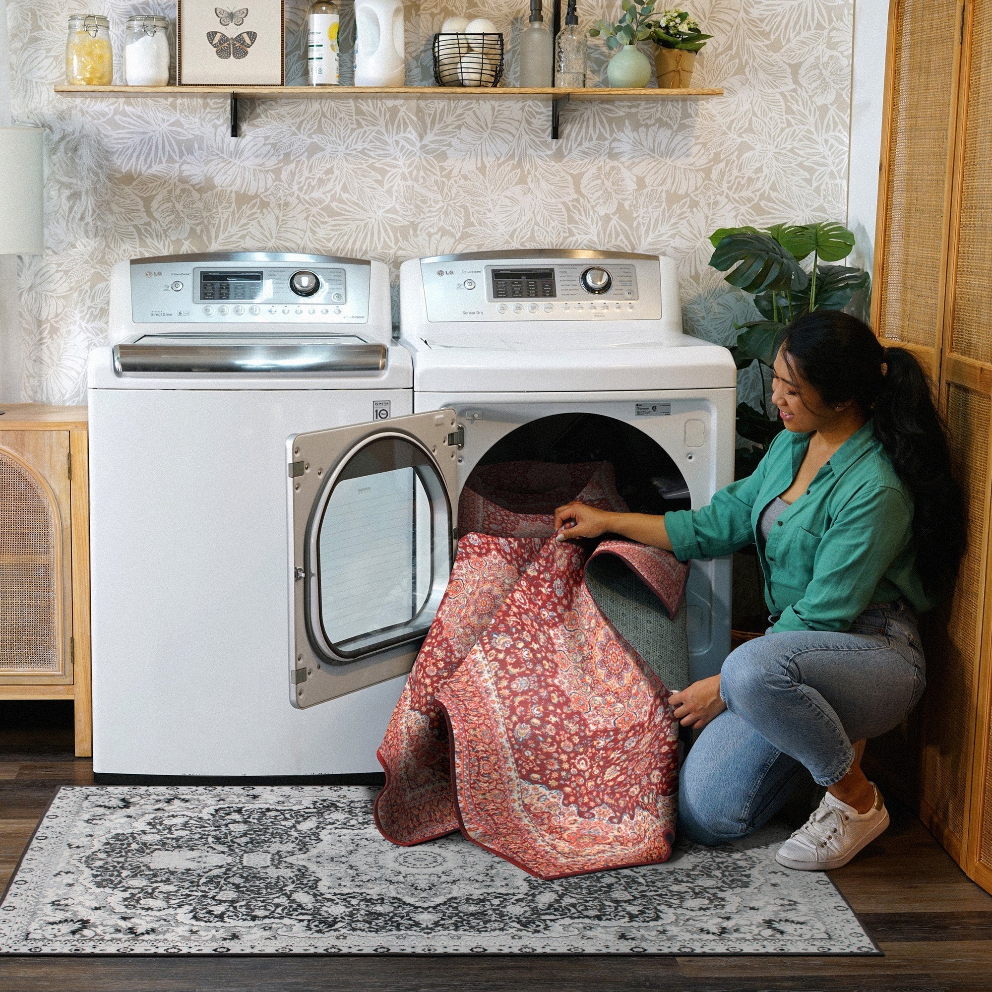 Kenya Ruby Dining Room Washable Rug