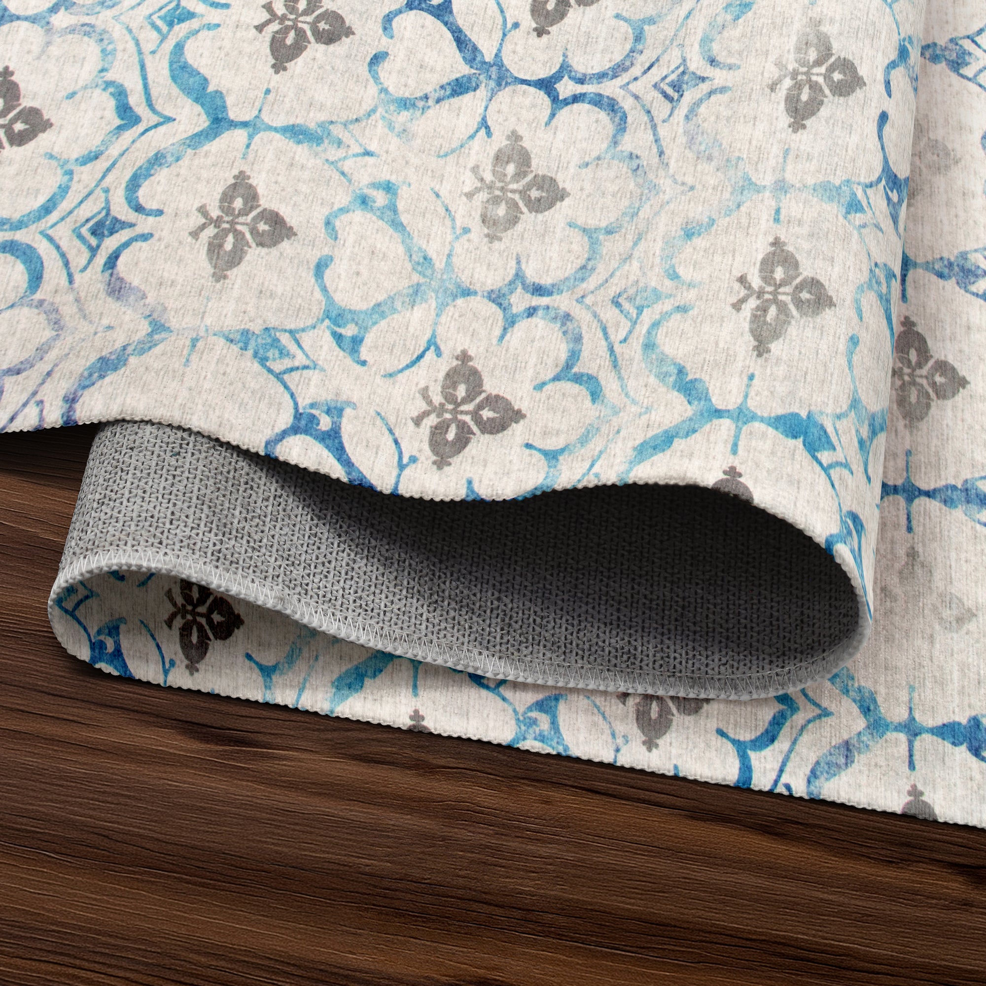 Leilani Damask Ivory Washable Rug