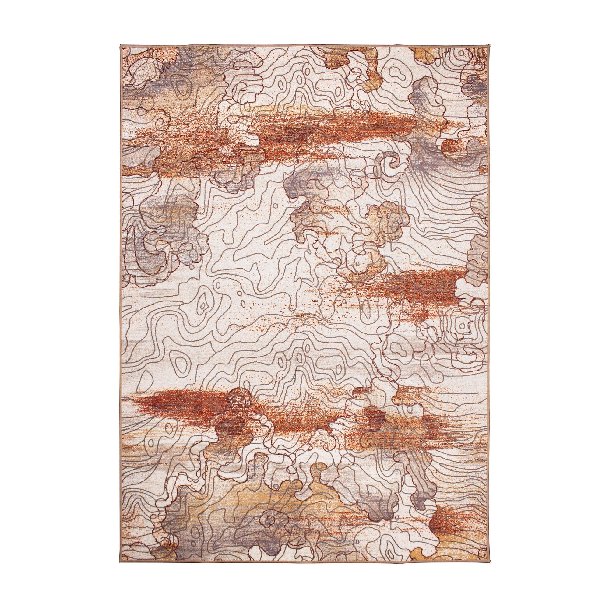 Vienna Abstract Natural Dining Room Washable Rug