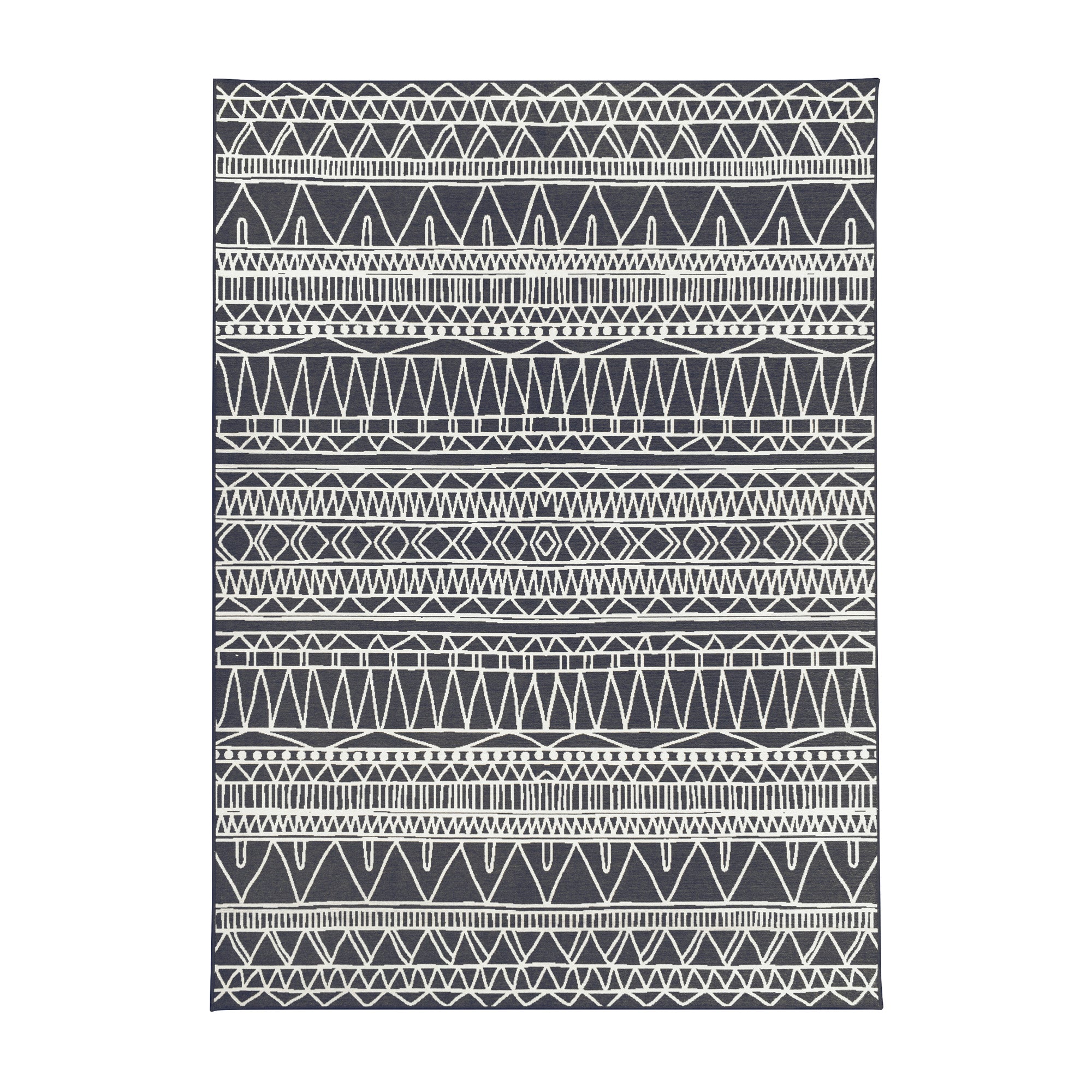 Chelsea Tribal Aztec Dark Grey Washable Rug