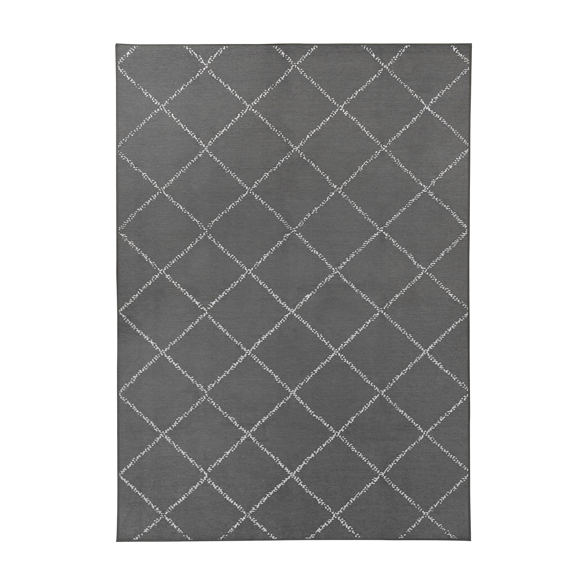 Medina Moroccan Diamond Grey Dining Room Washable Rug