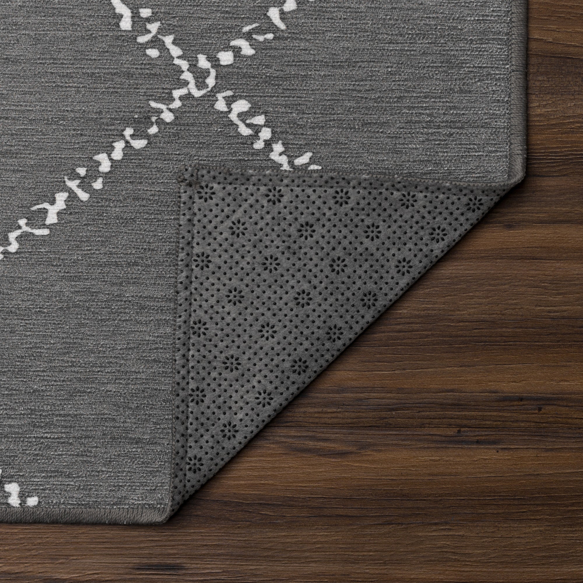 Medina Moroccan Diamond Grey Bathroom Washble Rug