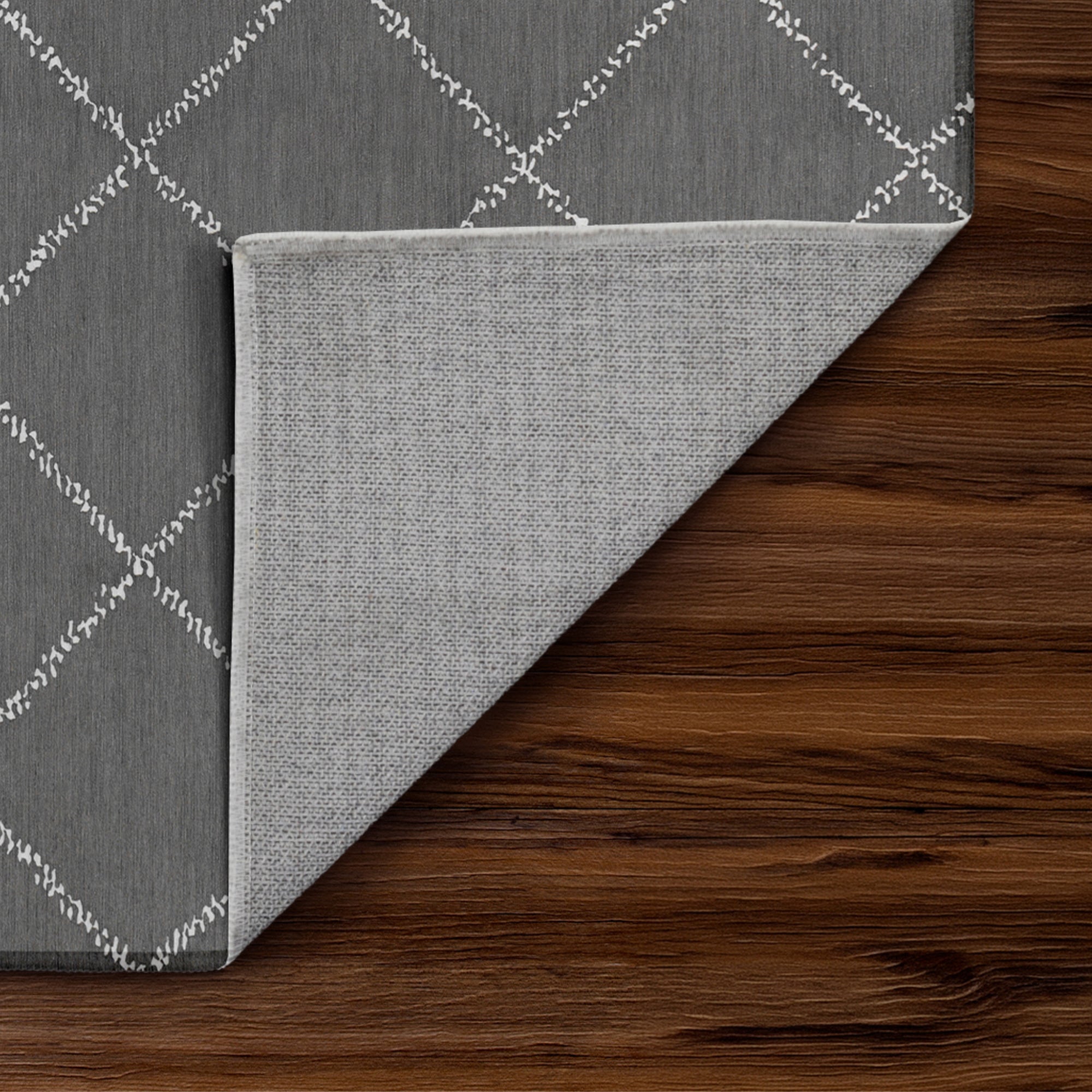 Medina Moroccan Diamond Grey Washable Rug