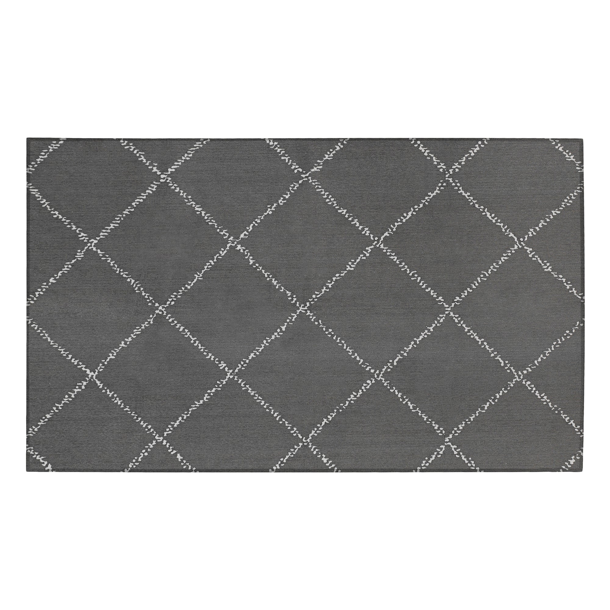 Medina Moroccan Diamond Grey Washable Rug