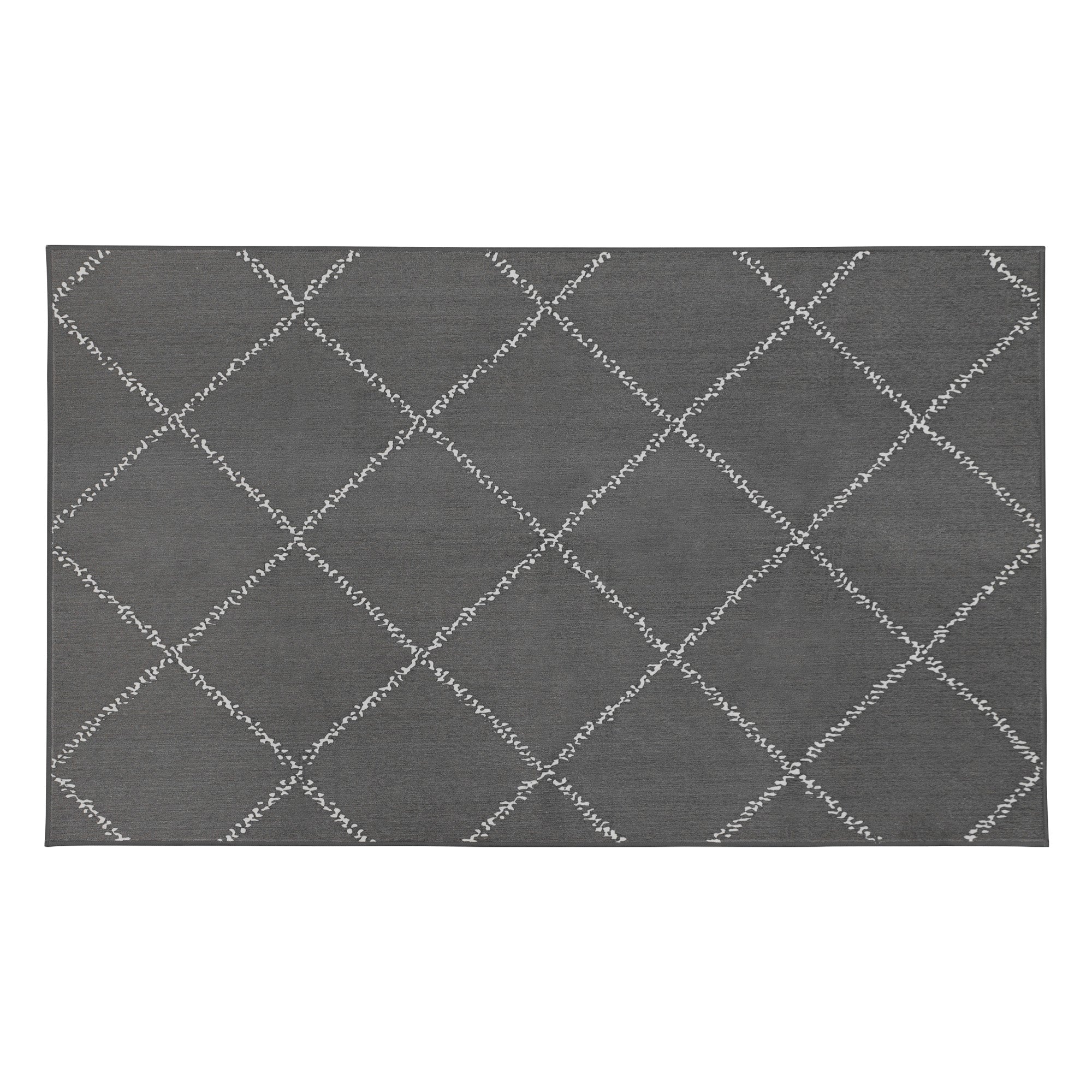 Medina Moroccan Diamond Grey Dining Room Washable Rug