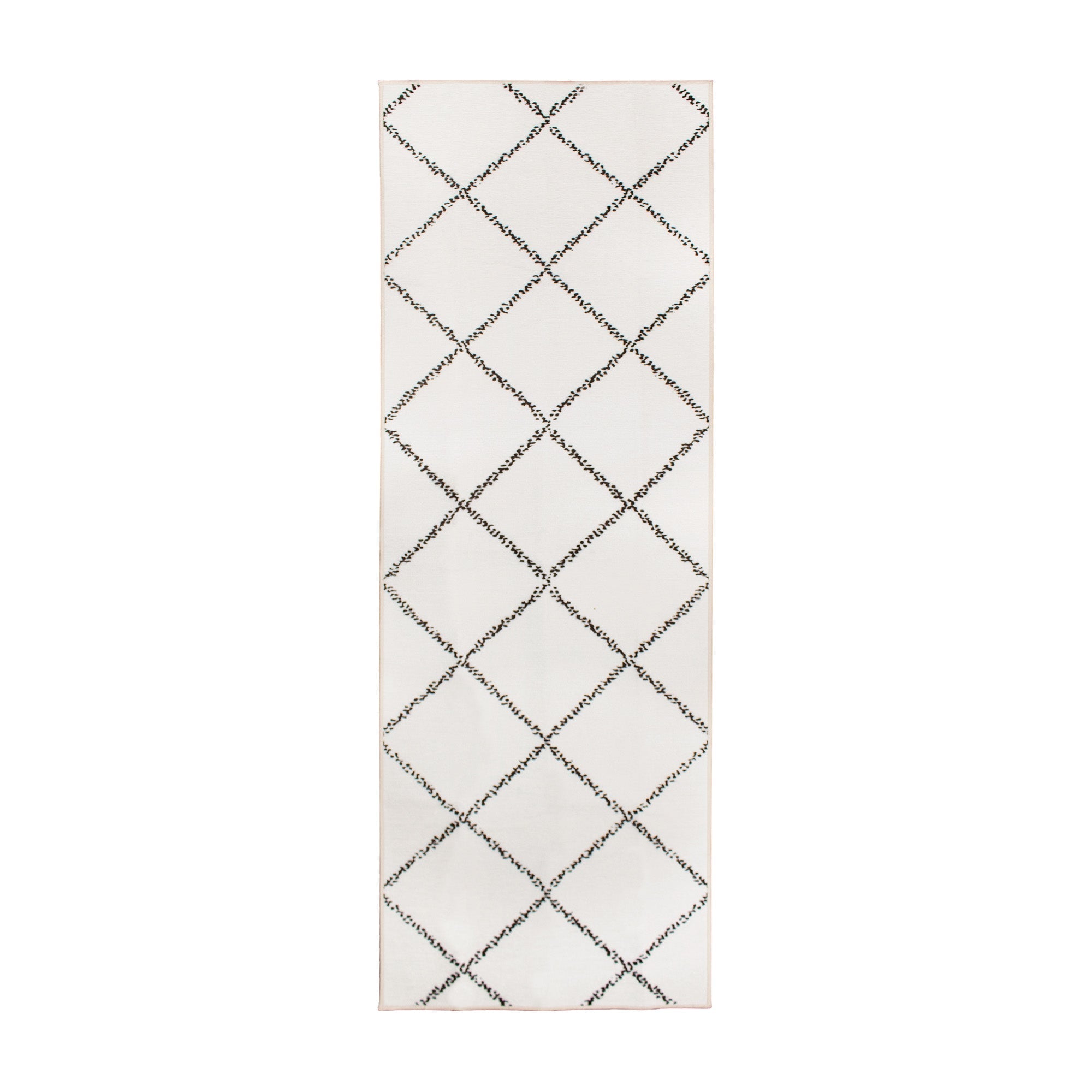 Medina Moroccan Diamond Ivory Dining Room Washble Rug