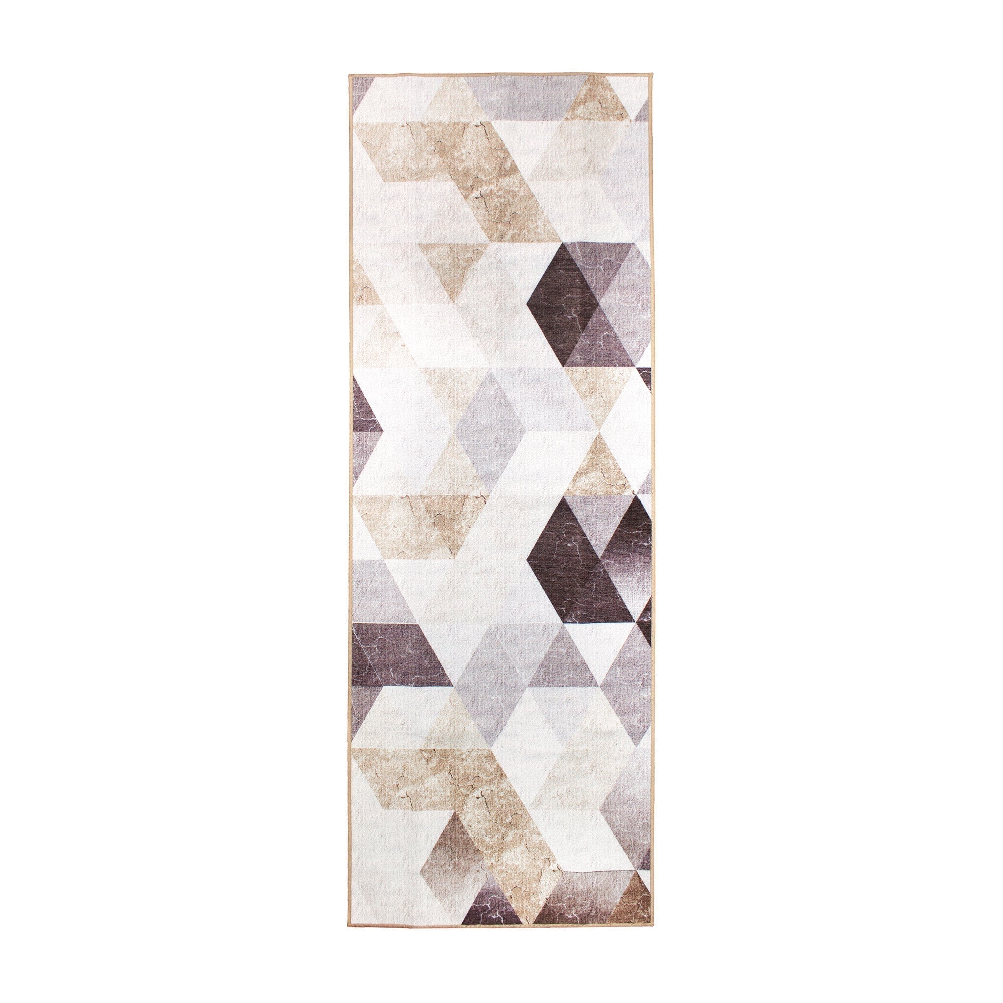 Lattice Geometric Neutral Dining Room Washable Rug