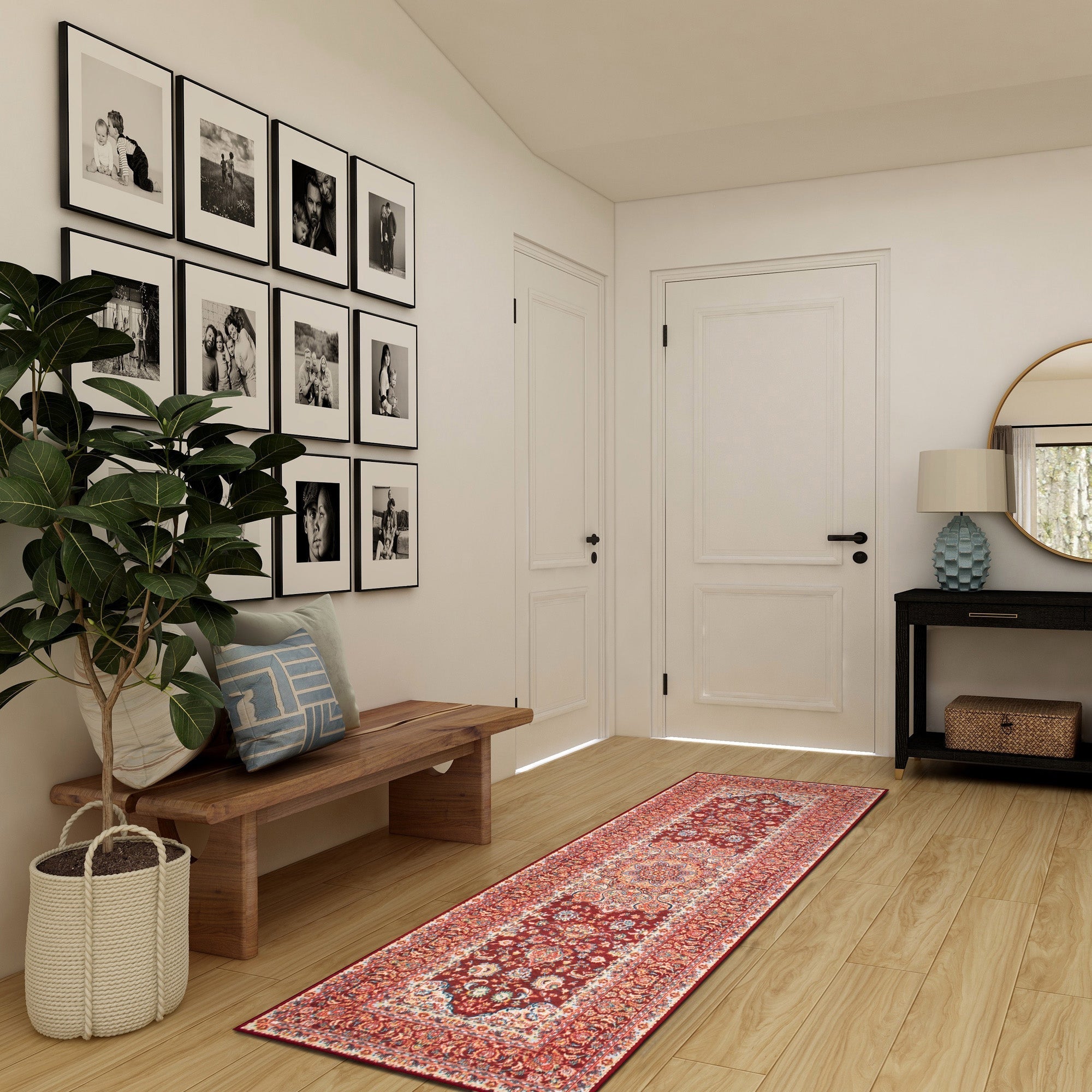 Kenya Ruby Hallway Washble Rug