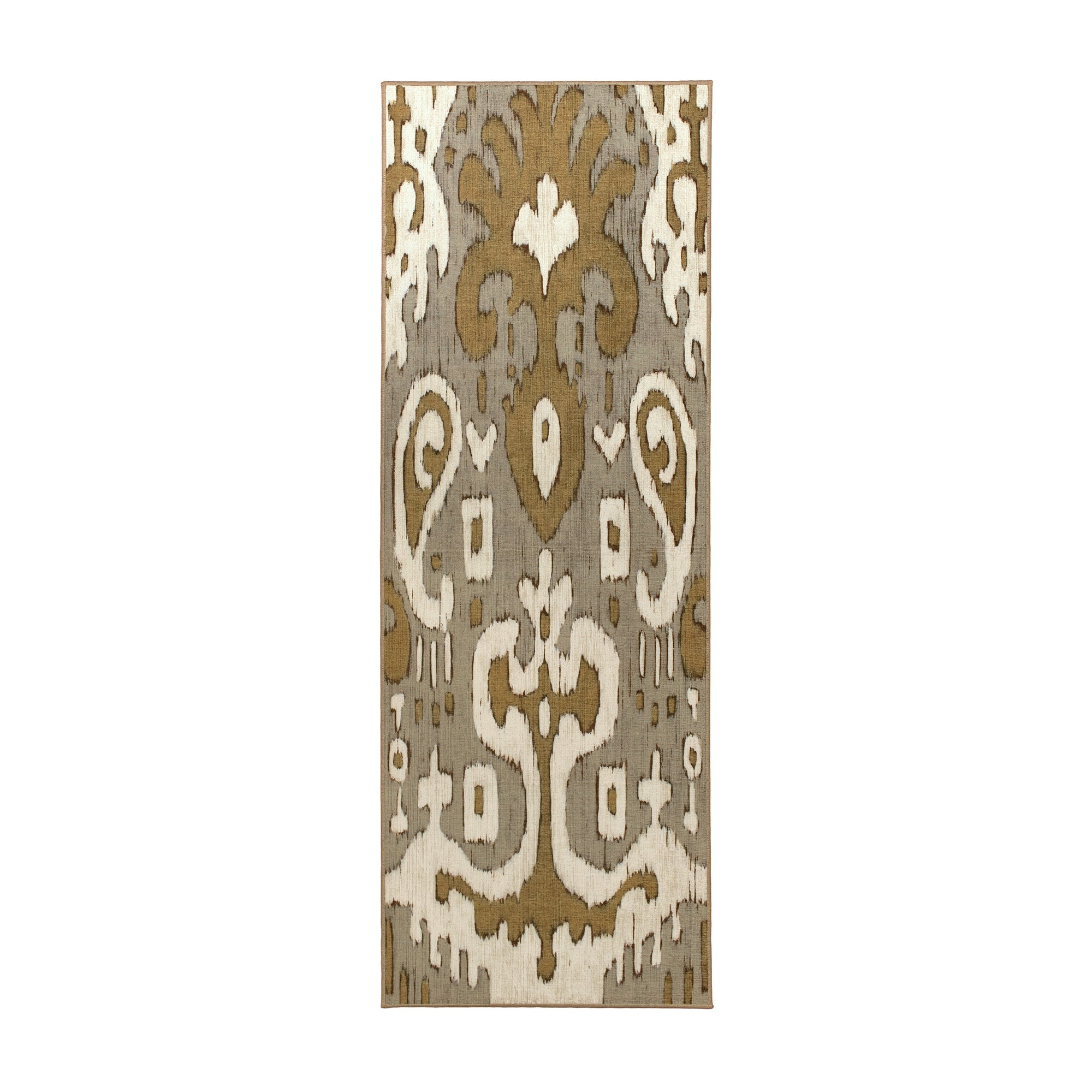 Ochre Ikat Grey Gold Washable Rug
