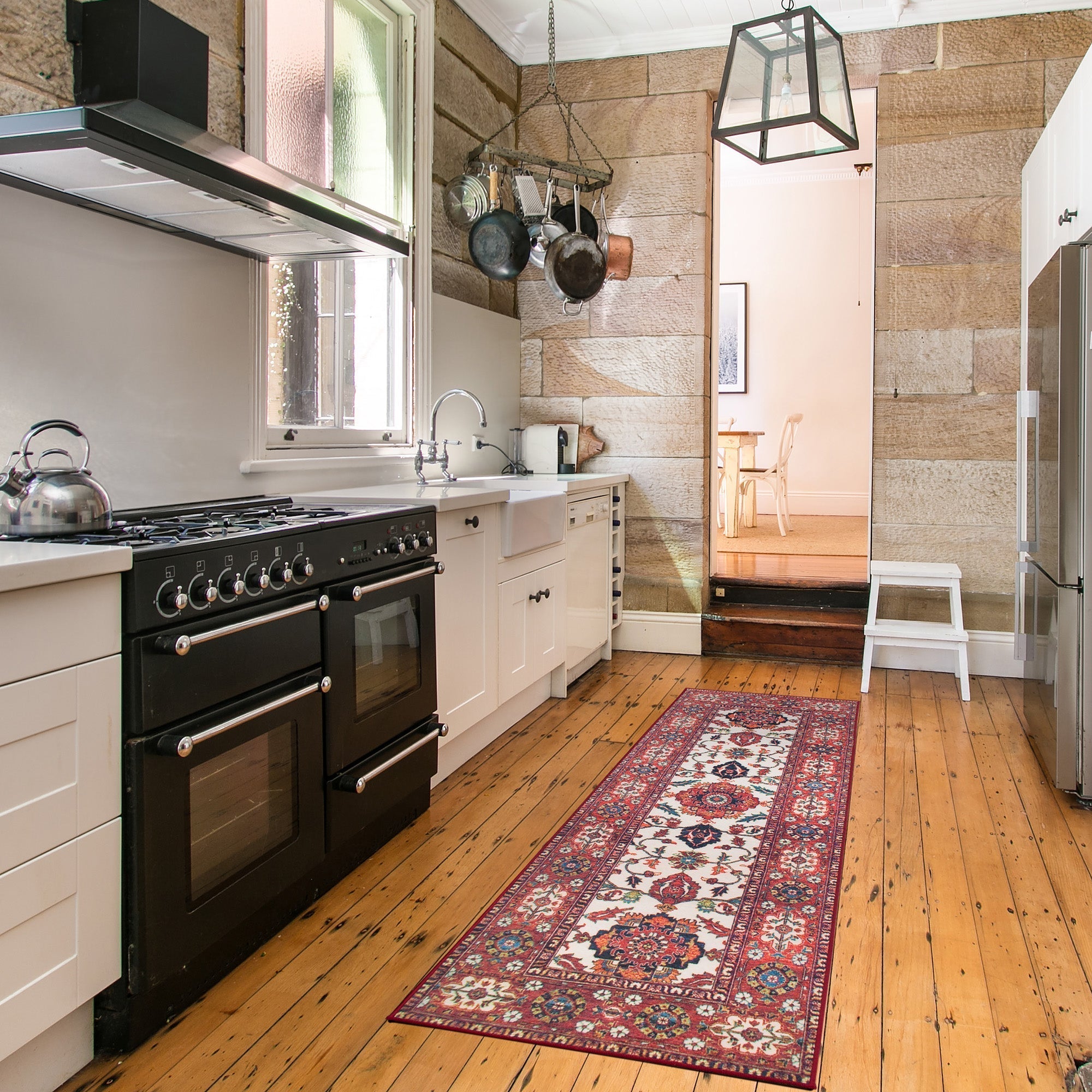 Ramage Maroon Dining Room Washable Rug