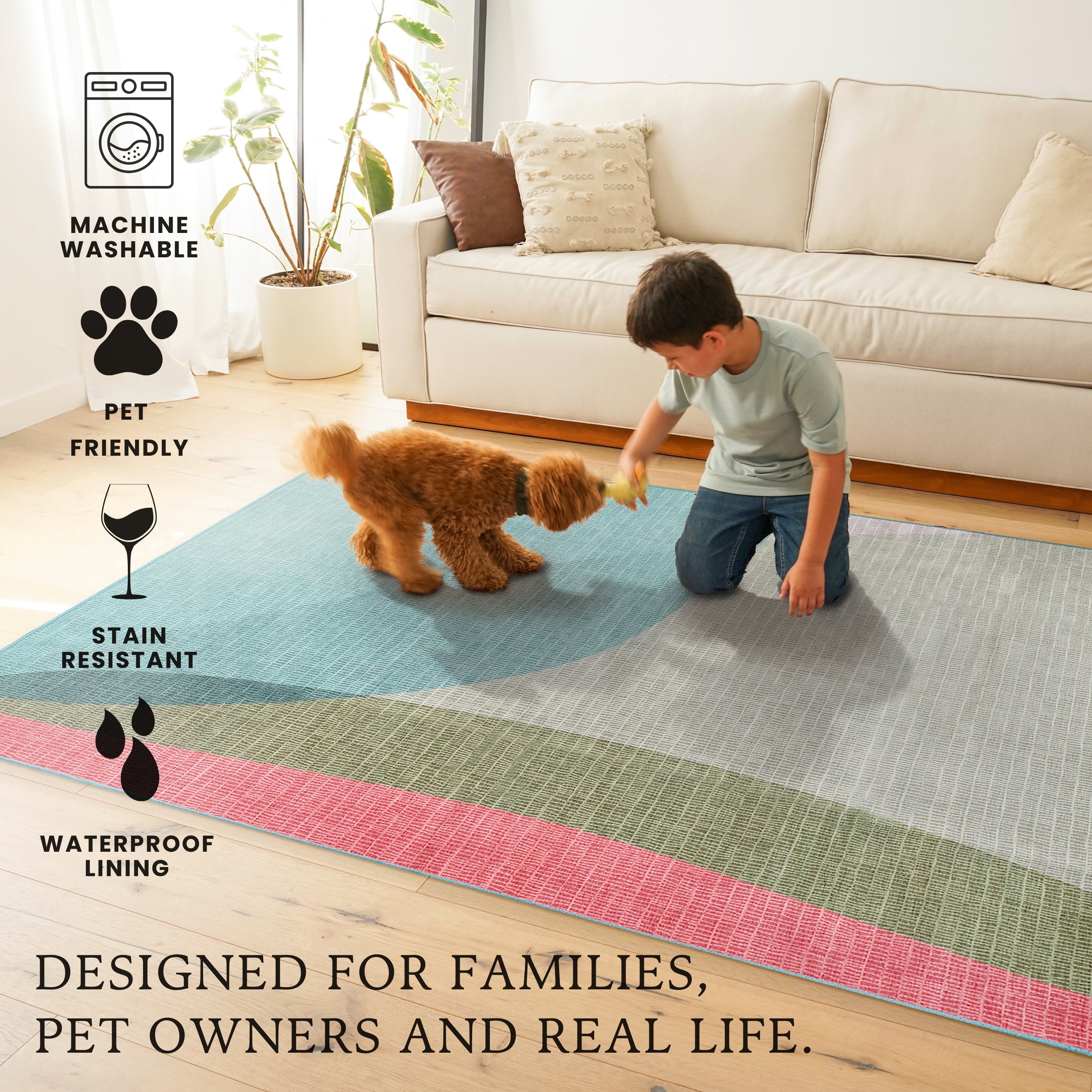 Cove Green Dining Room Washable Rug