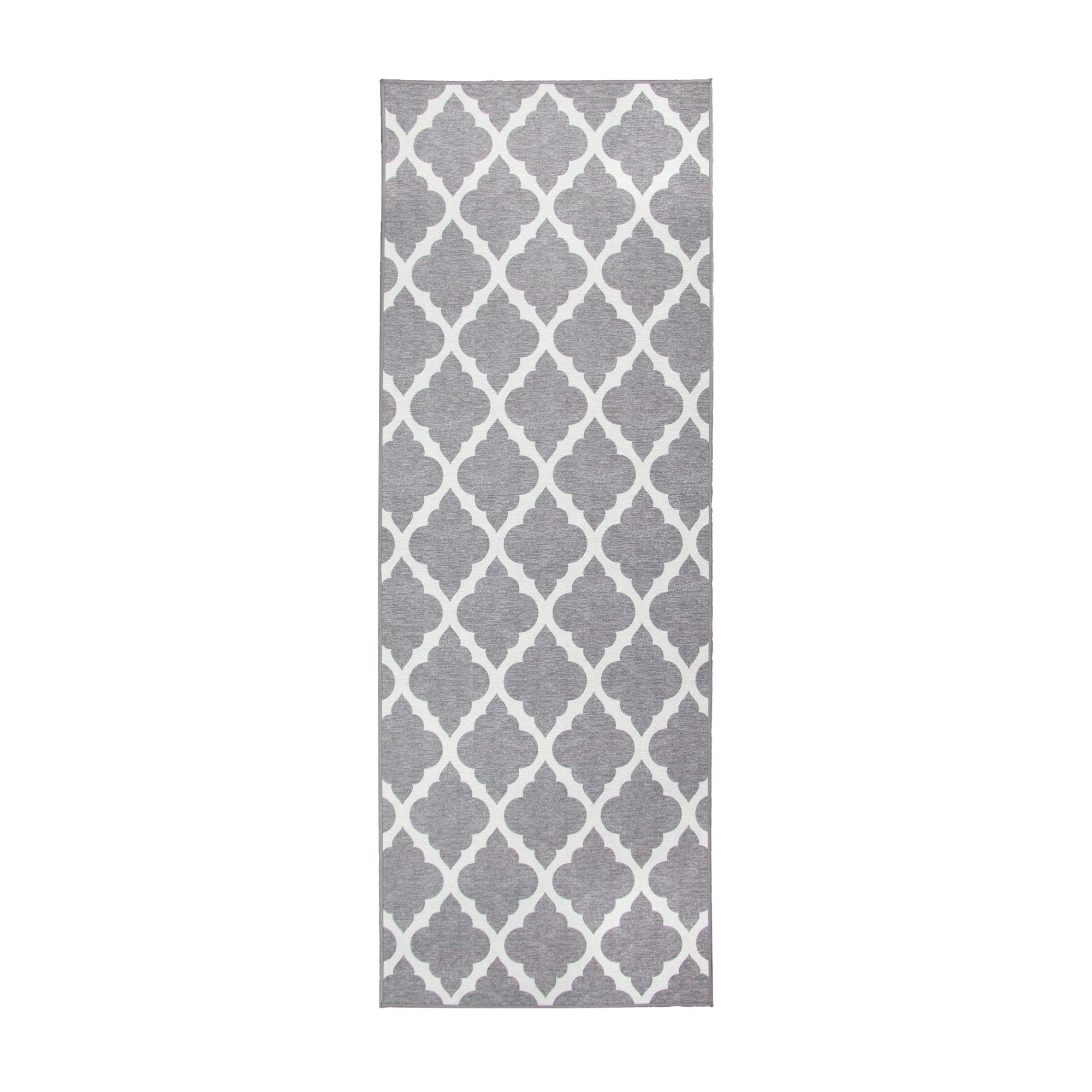 Moroccan Trellis Grey Dining Room Washable Rug