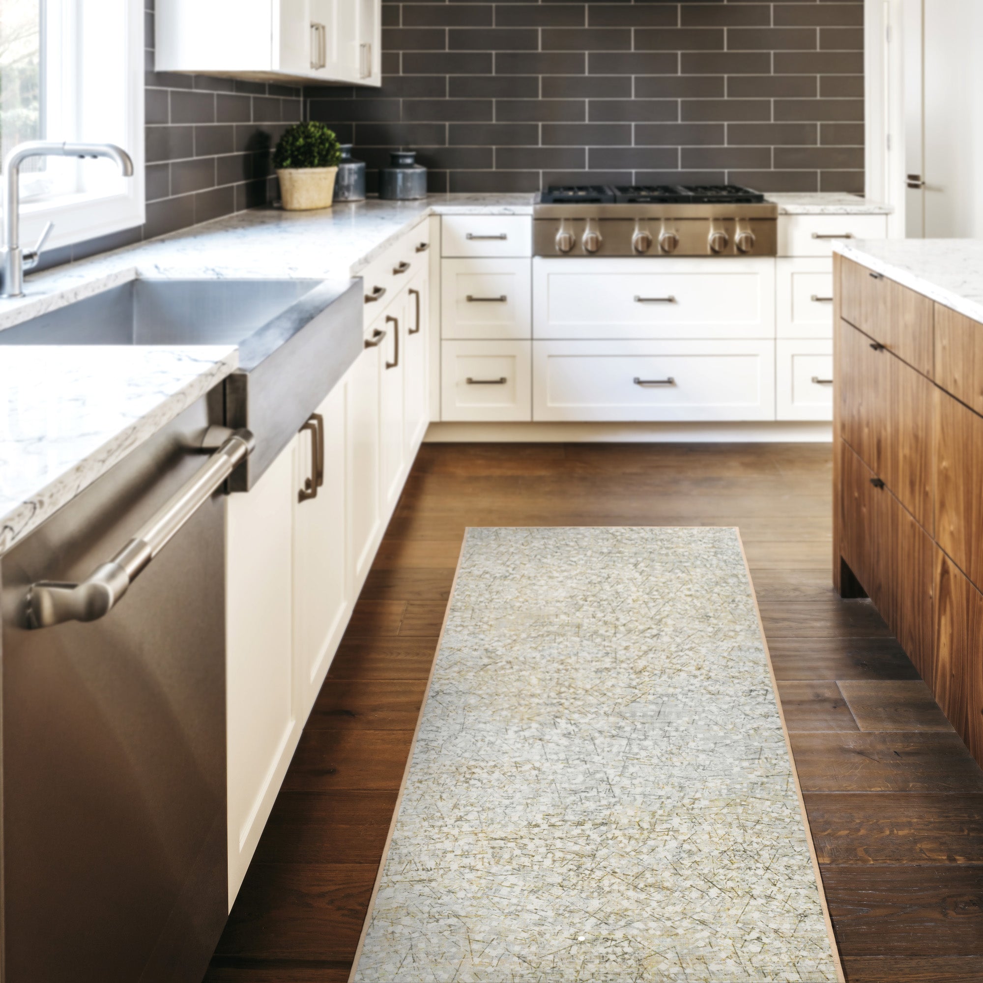 Sotho Beige Dining Room Washable Rug