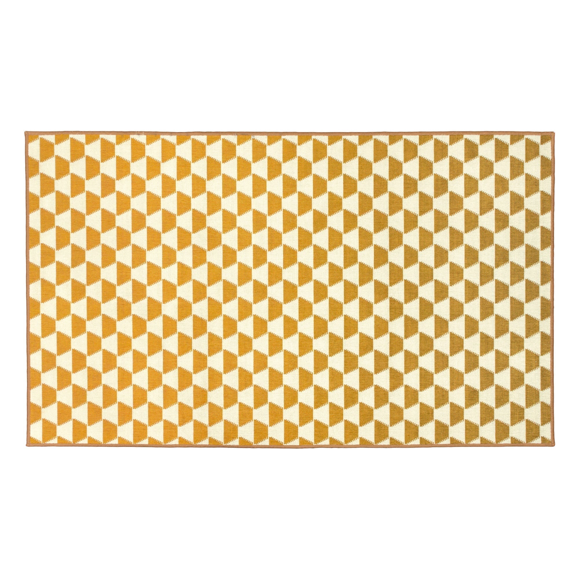 Yanis Yellow Gold Dining Room Washable Rug
