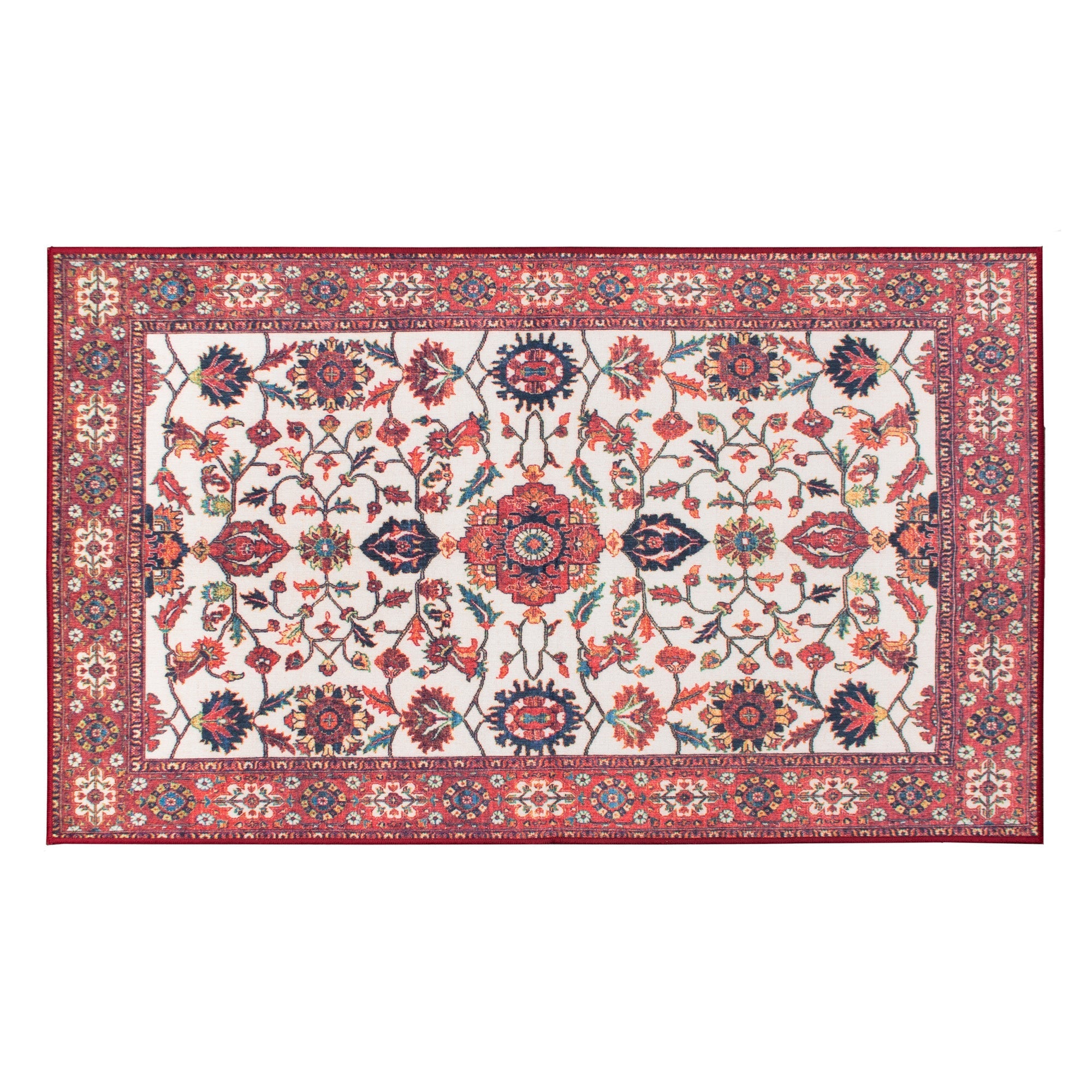 Ramage Maroon Living Room Washable Rug