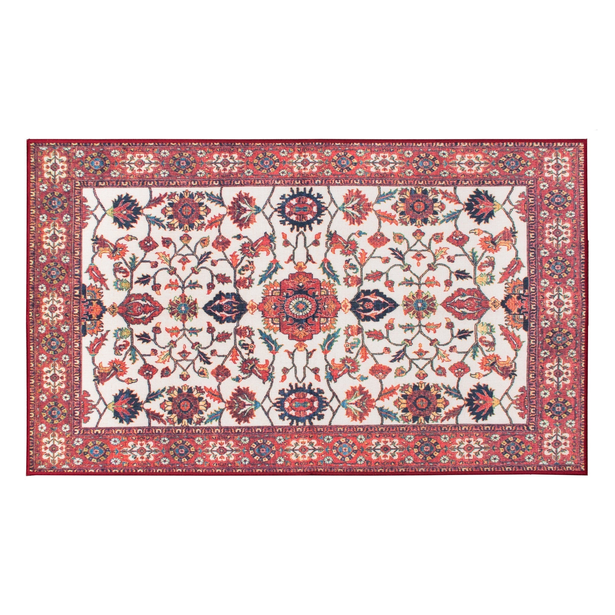 Ramage Maroon Dining Room Washable Rug
