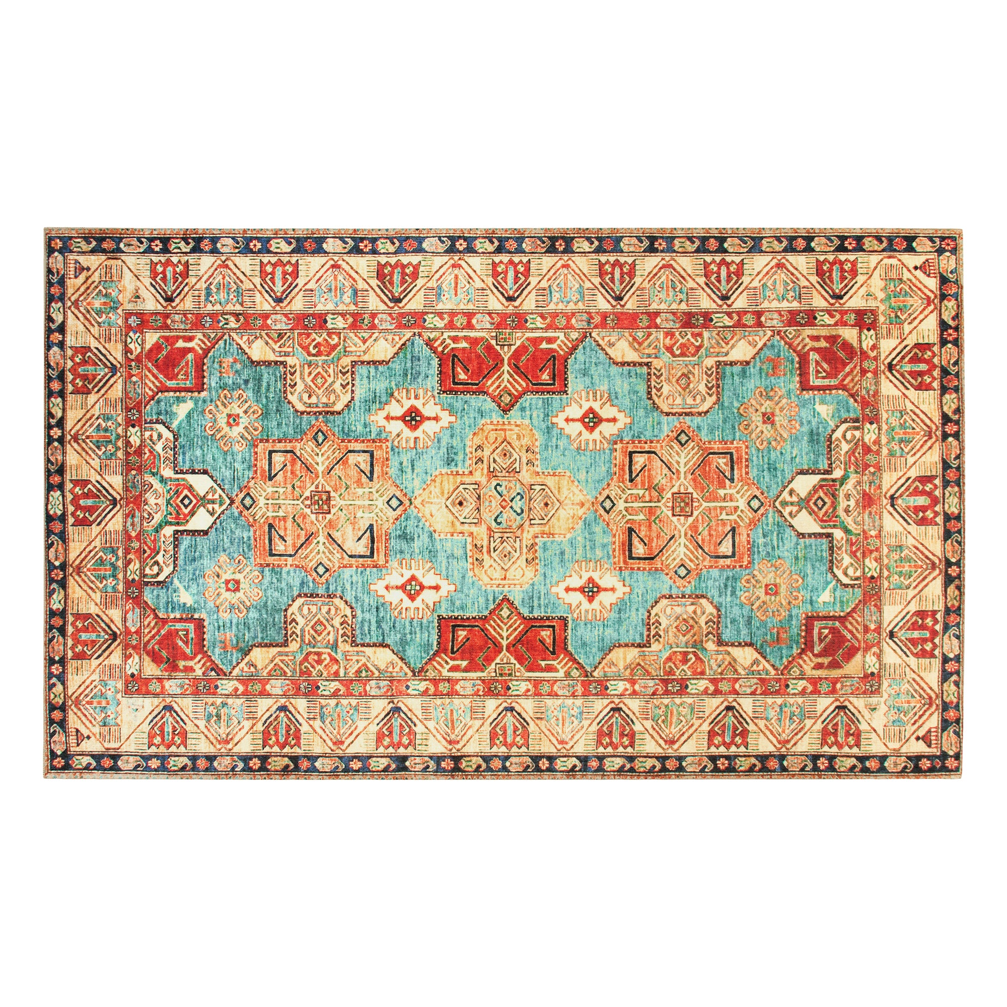 Ottoman Turquoise Bathroom Washable Rug