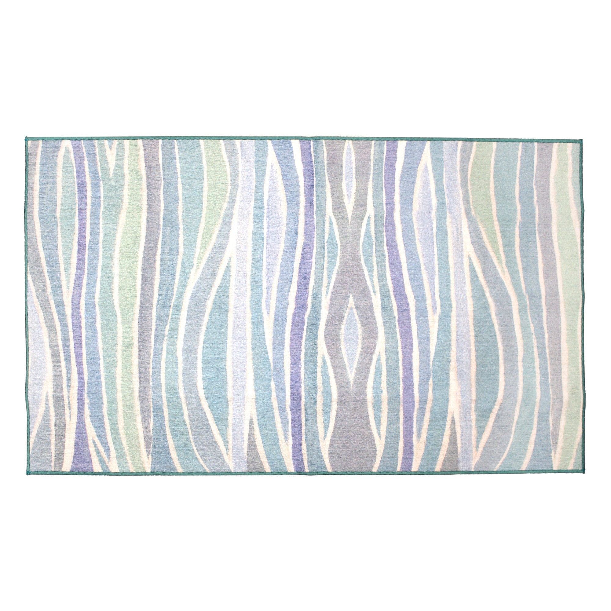 Waves Ocean Blue Dining Room Washable Rug