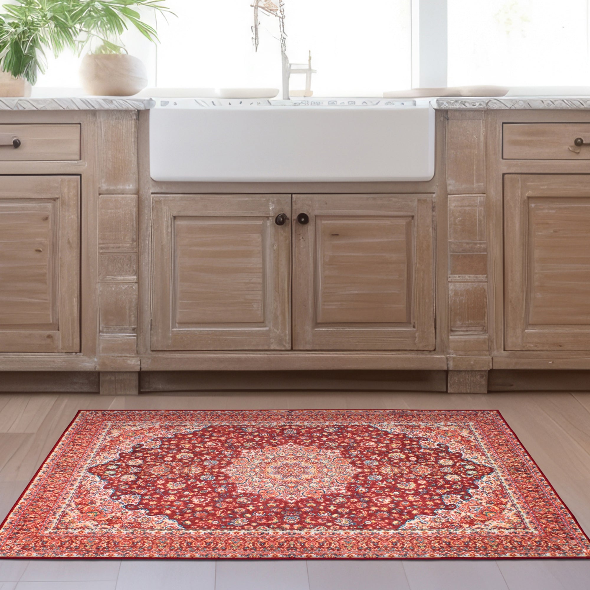 Kenya Ruby Dining Room Washable Rug
