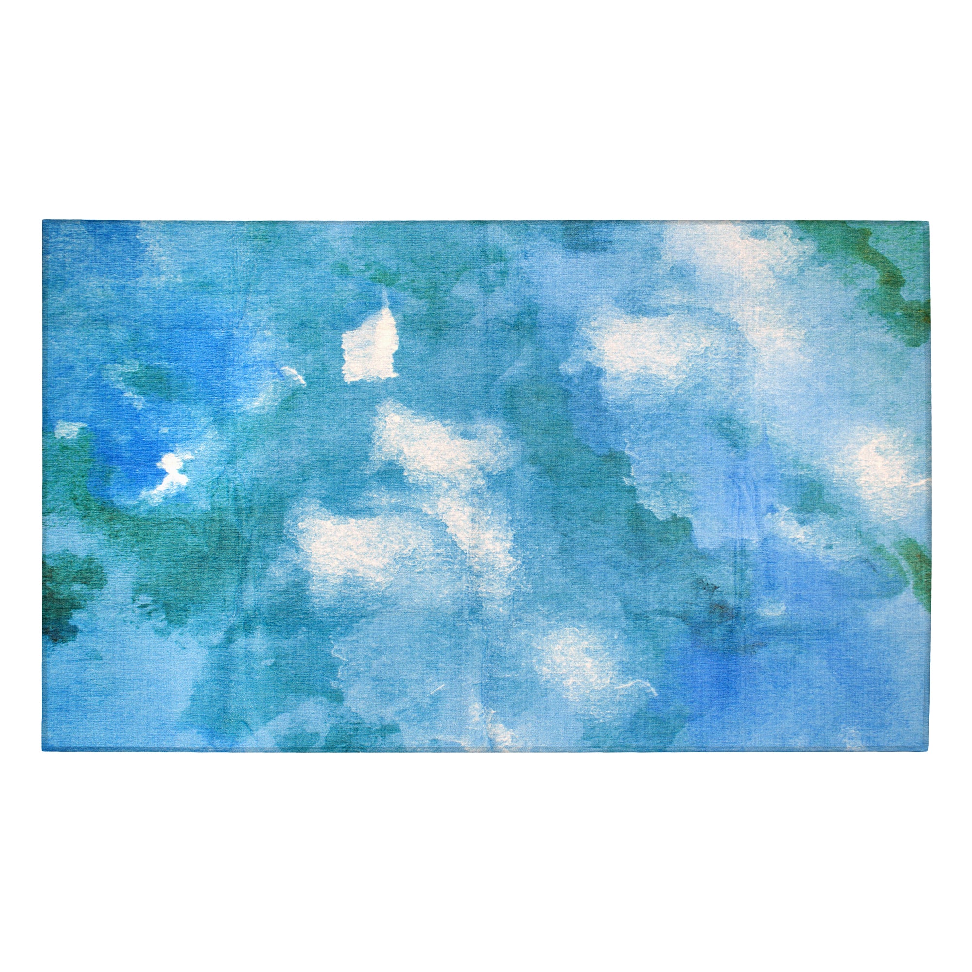 Watercolor Aqua Washable Rug