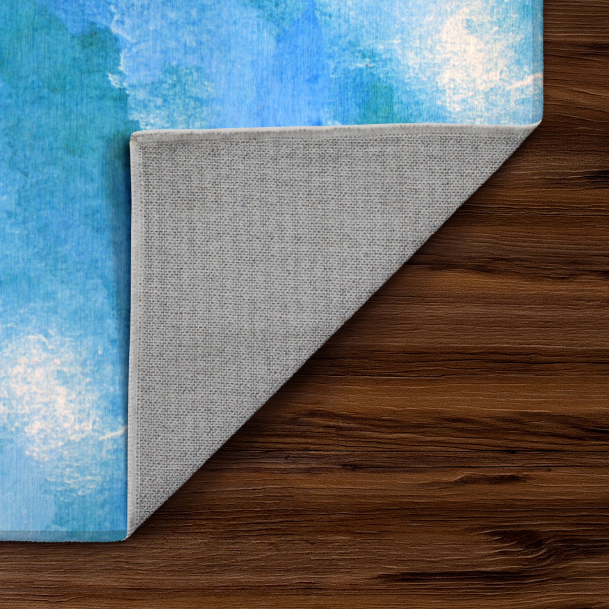 Watercolor Aqua Washable Rug