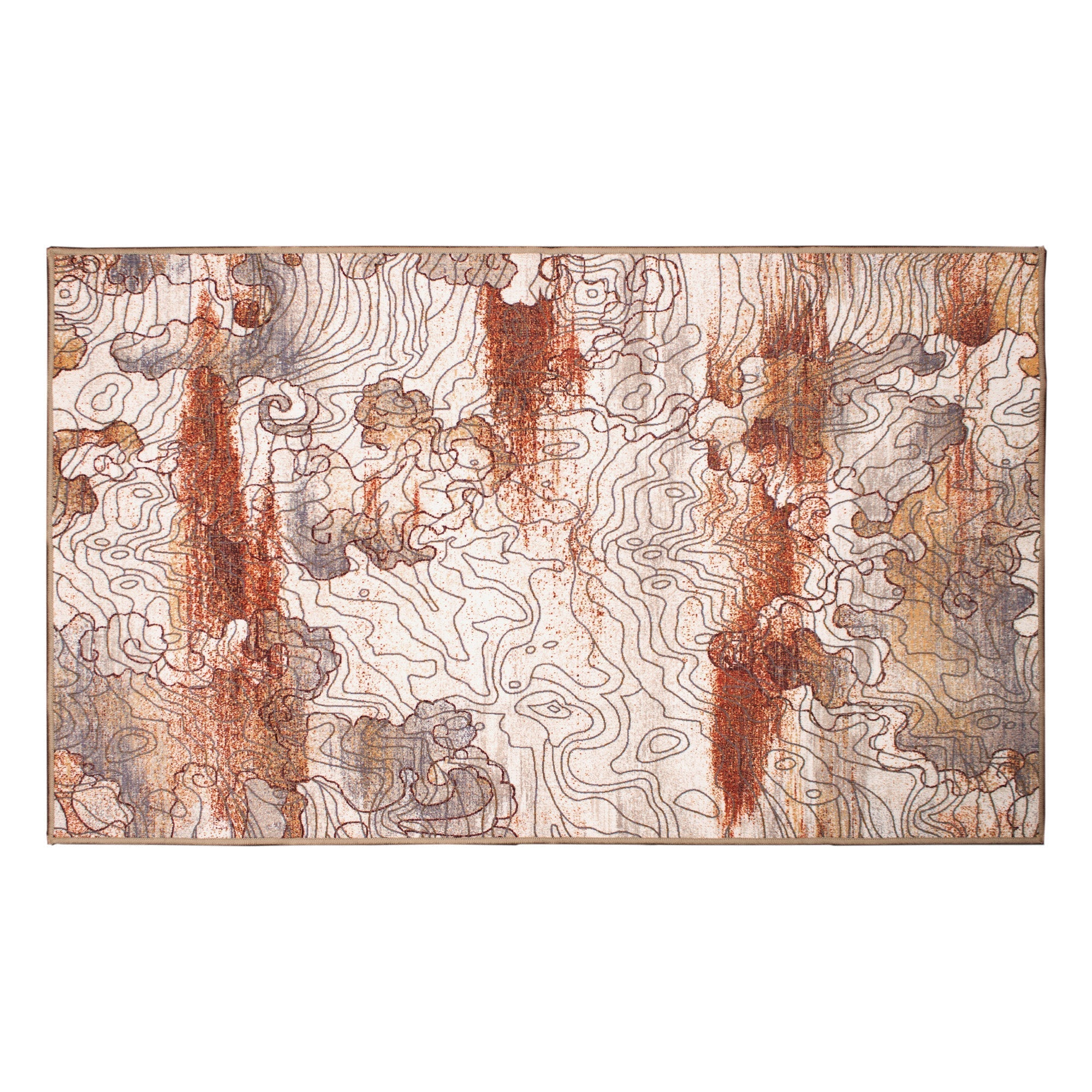 Vienna Abstract Natural Dining Room Washable Rug