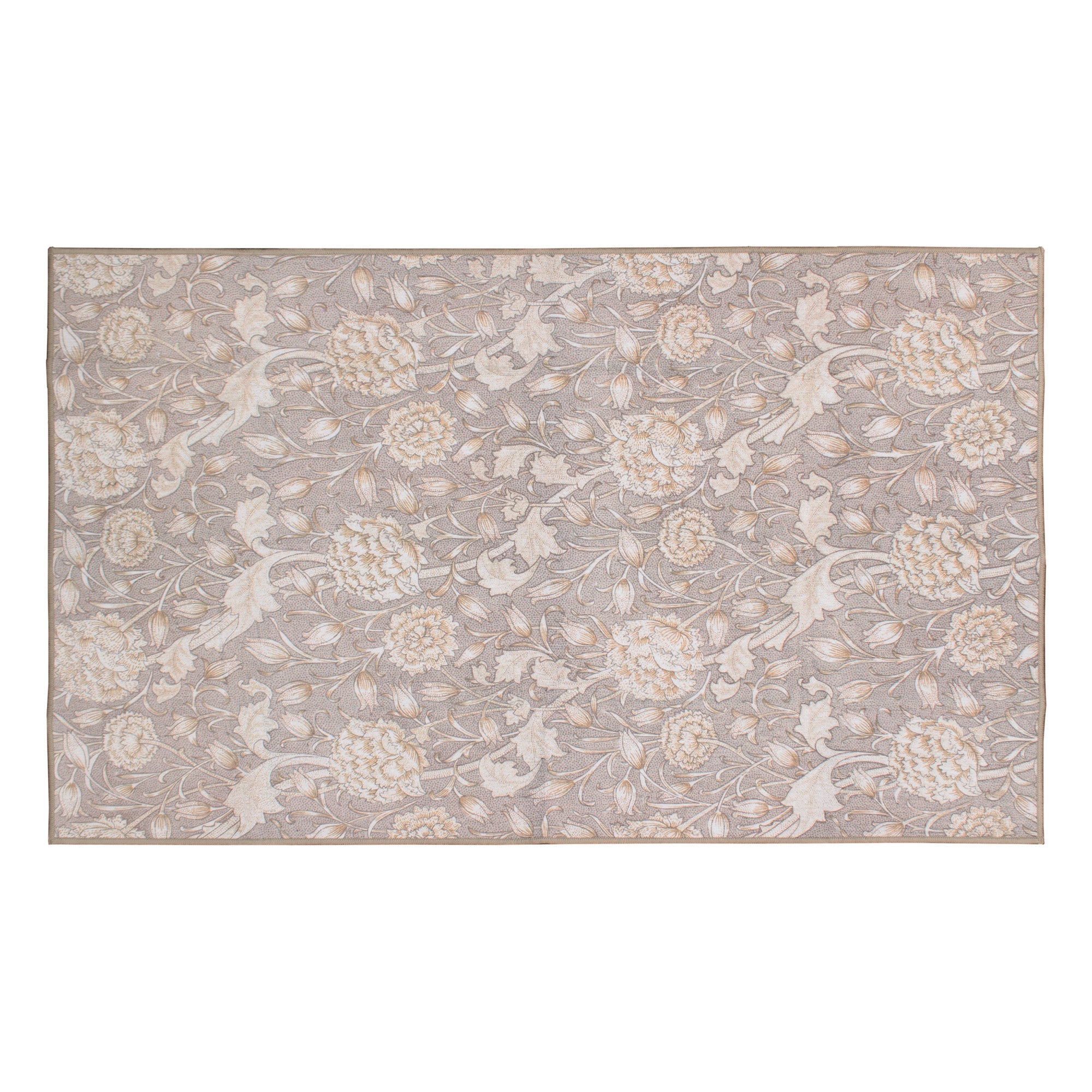 Kalini Floral Natural Dining Room Washable Rug