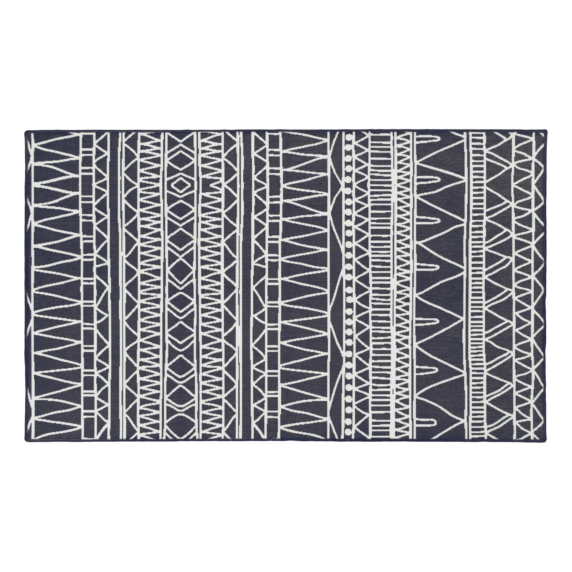 Chelsea Tribal Aztec Dark Grey Dining Room Washable Rug