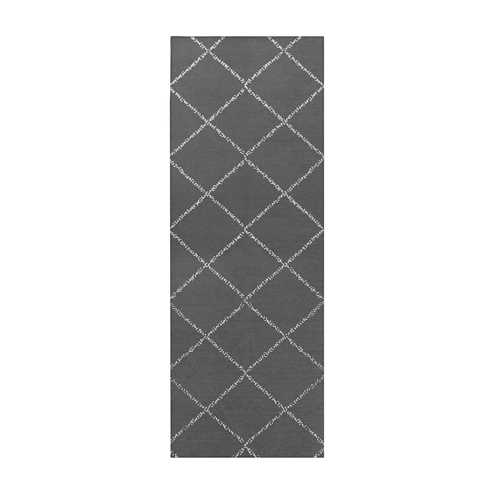 Medina Moroccan Diamond Grey Hallway Washable Rug