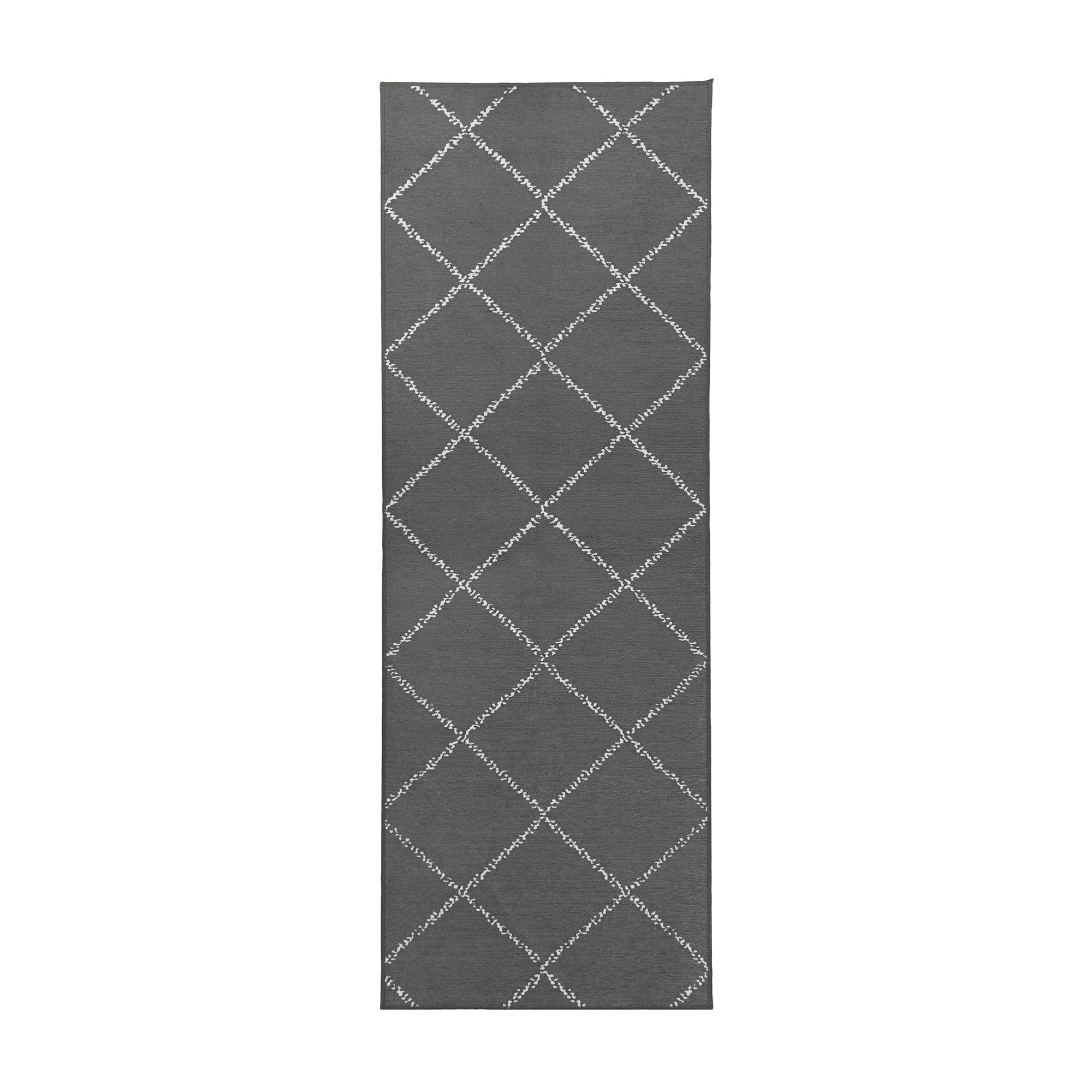 Medina Moroccan Diamond Grey Dining Room Washable Rug