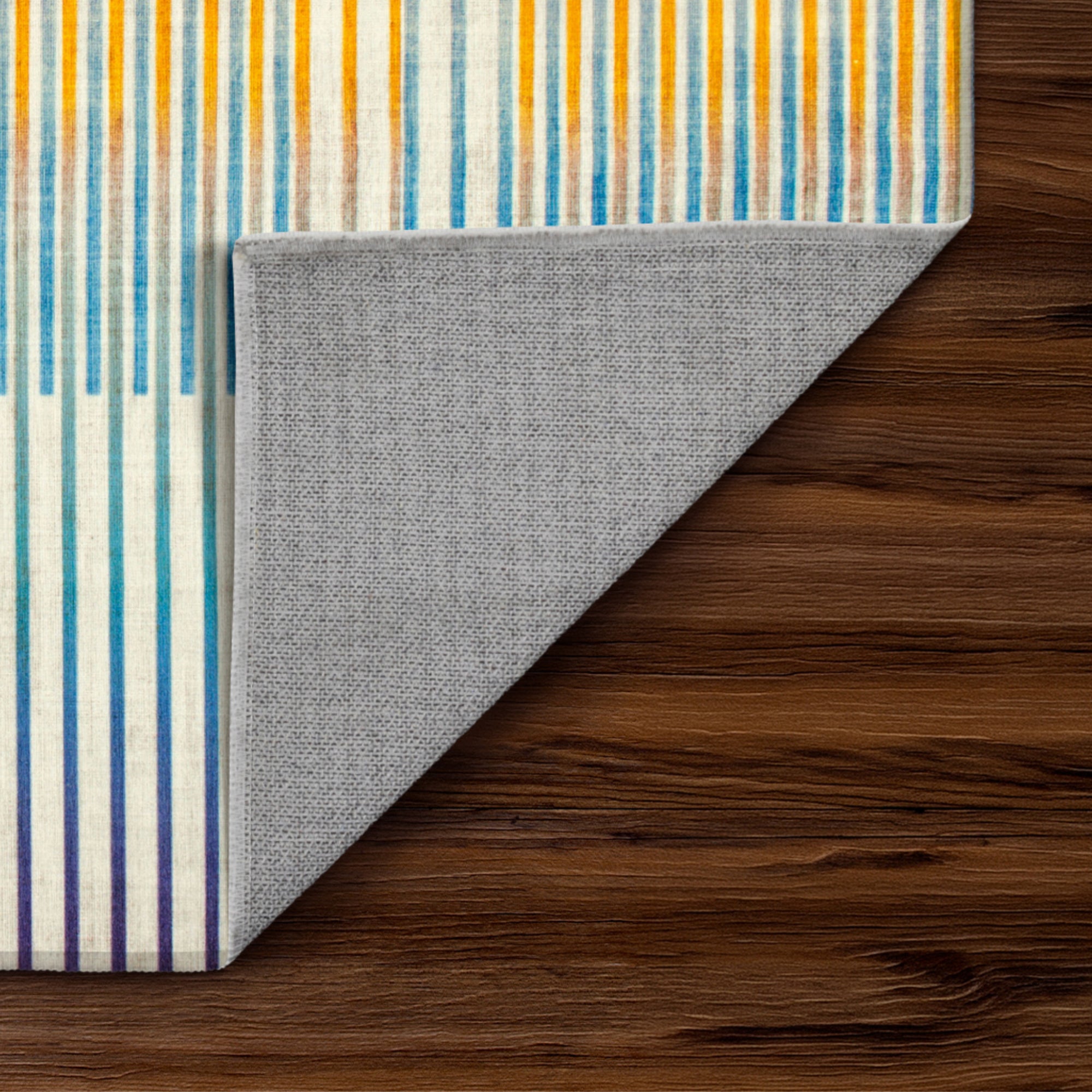 Flux Striped Multicolor Hallway Washable Rug
