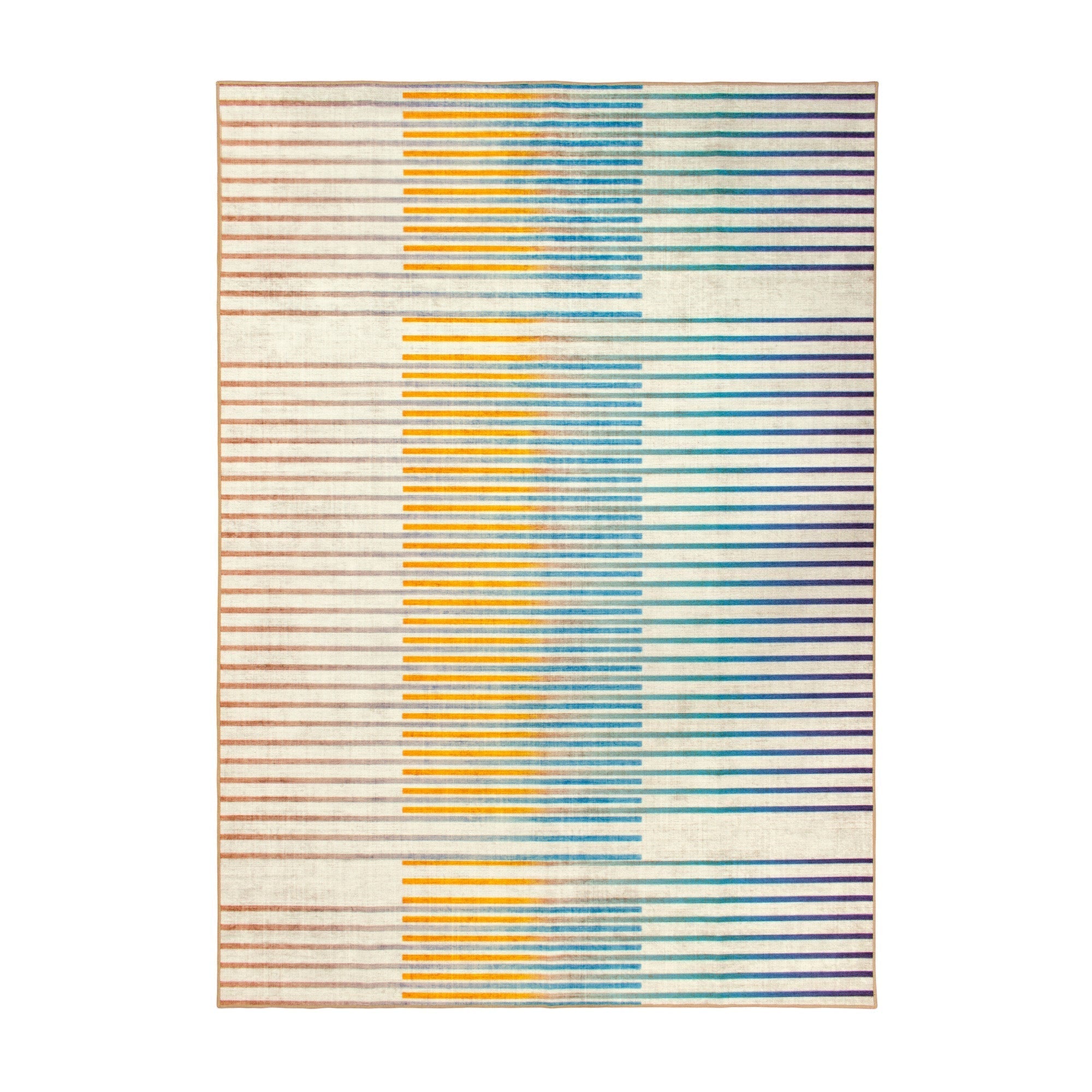 Flux Striped Multicolor Dining Room Washable Rug