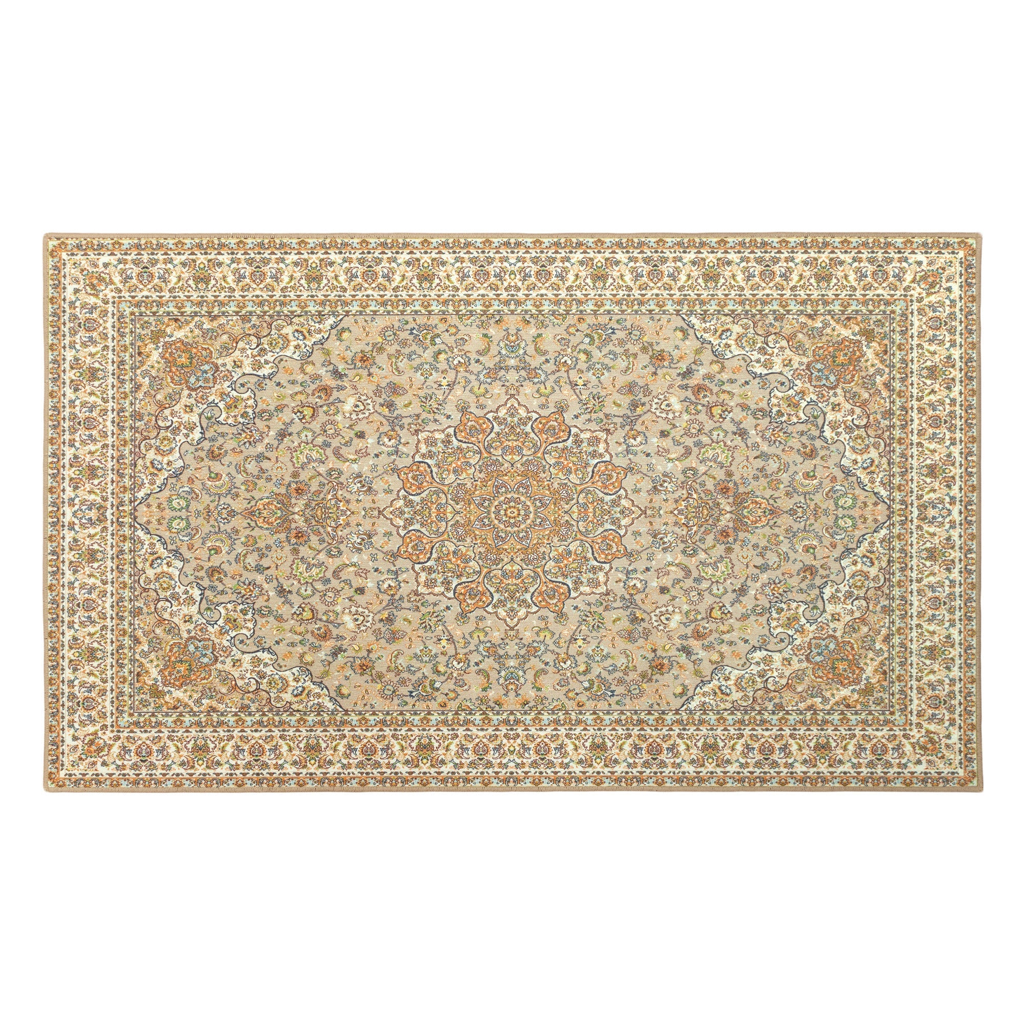 Kenya Beige Dining Room Washable Rug