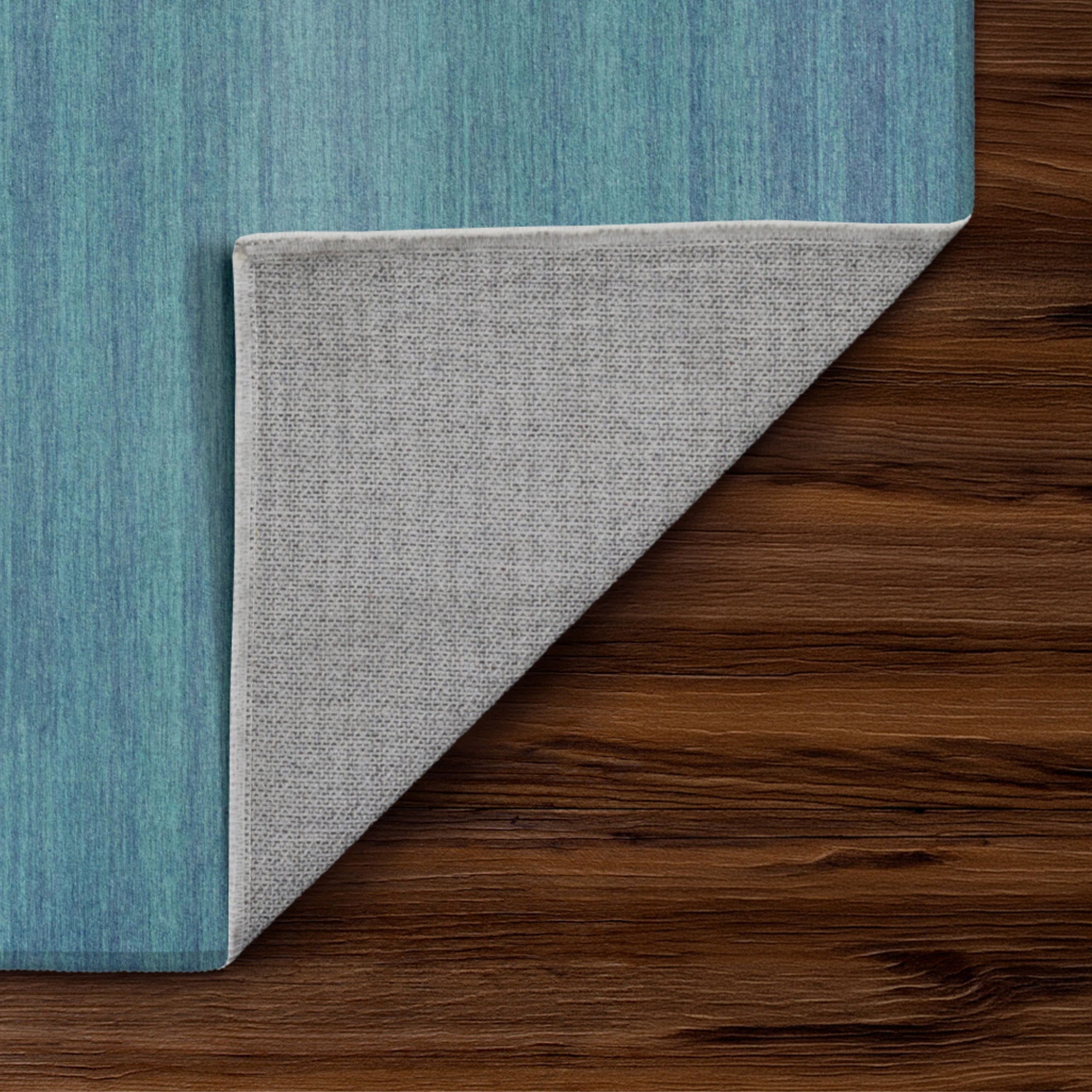 Solid Blue Dining Room Washable Rug