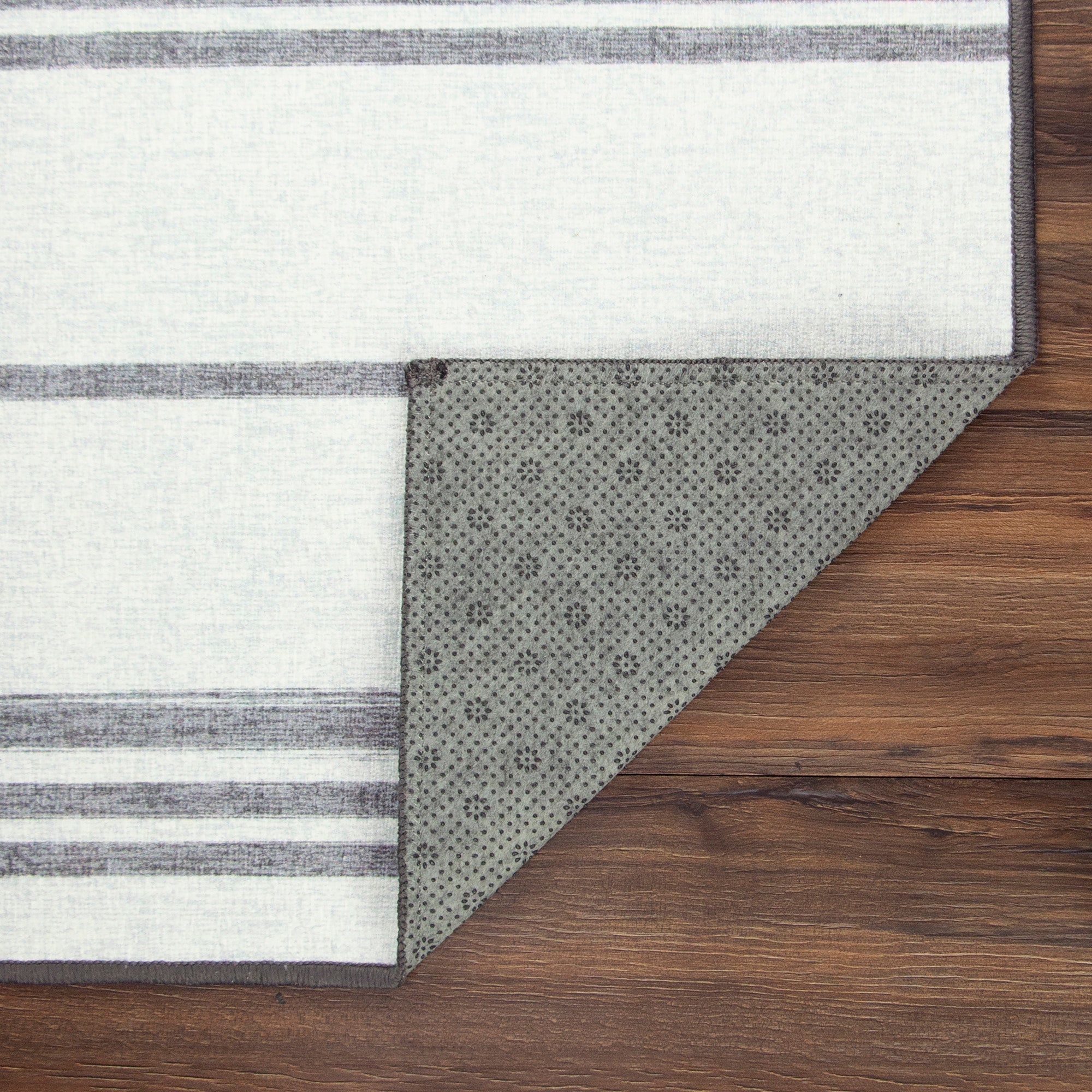 Stripe Grey Dining Room Washable Rug