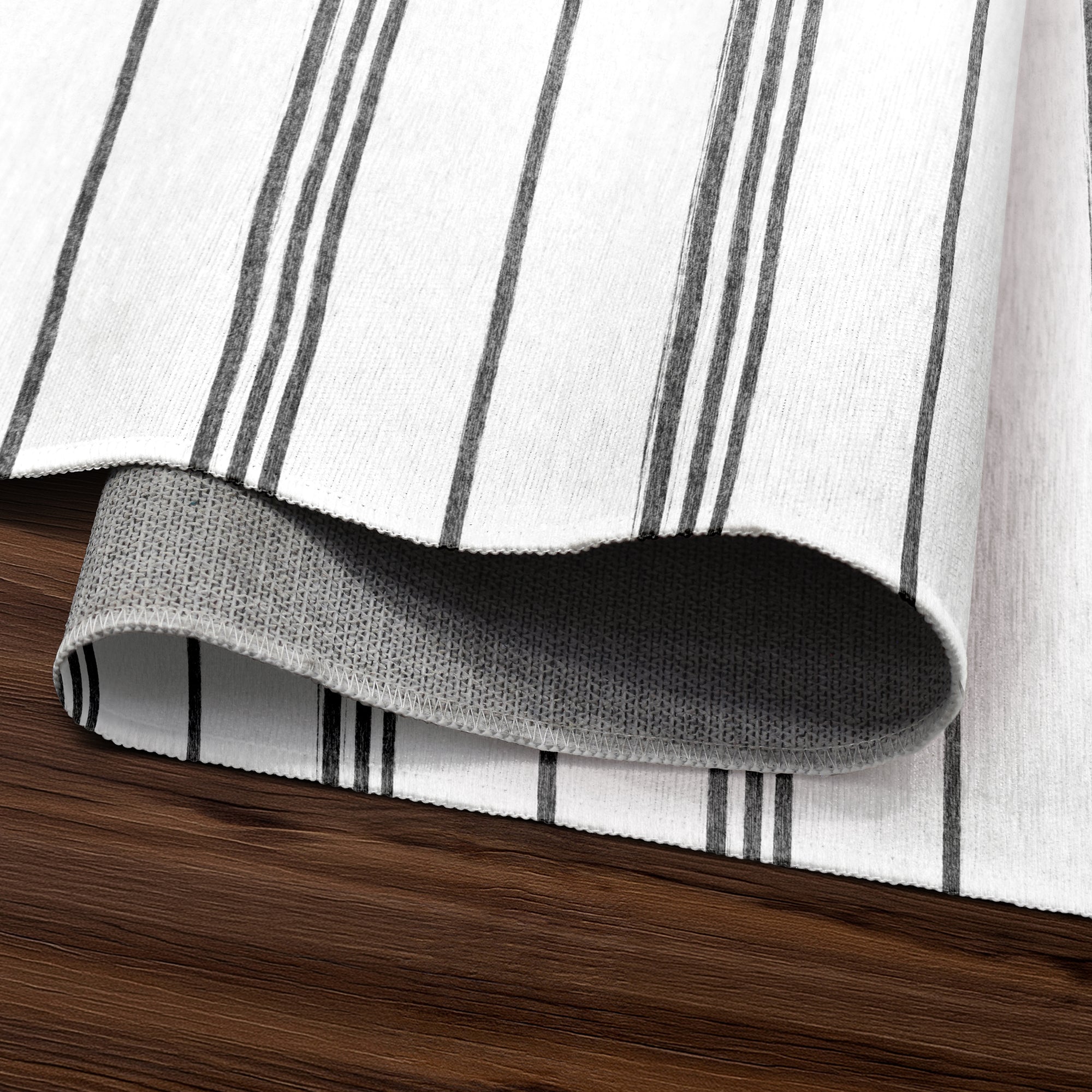 Stripe Grey Bathroom Washable Rug