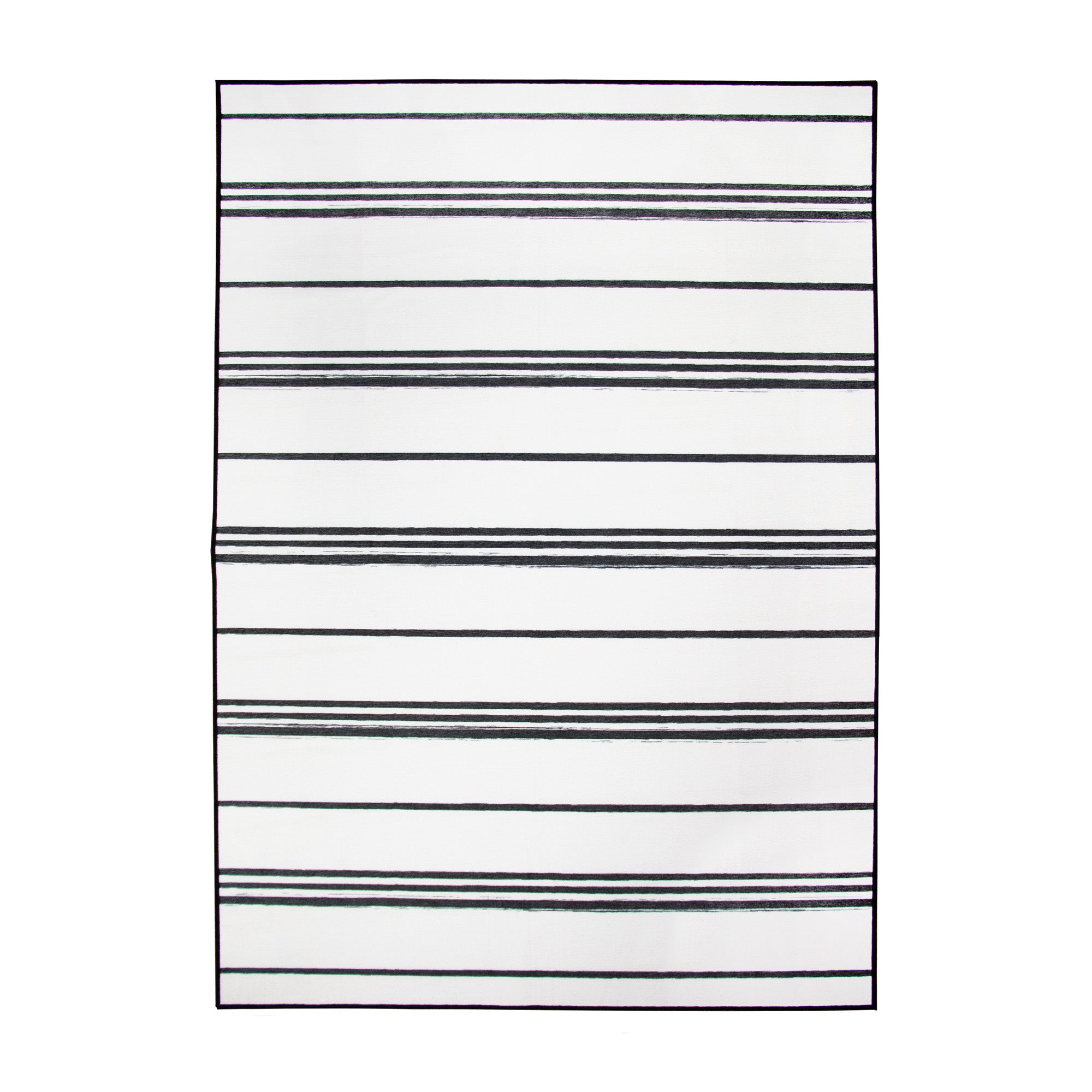 Stripe Black and White Washable Rug