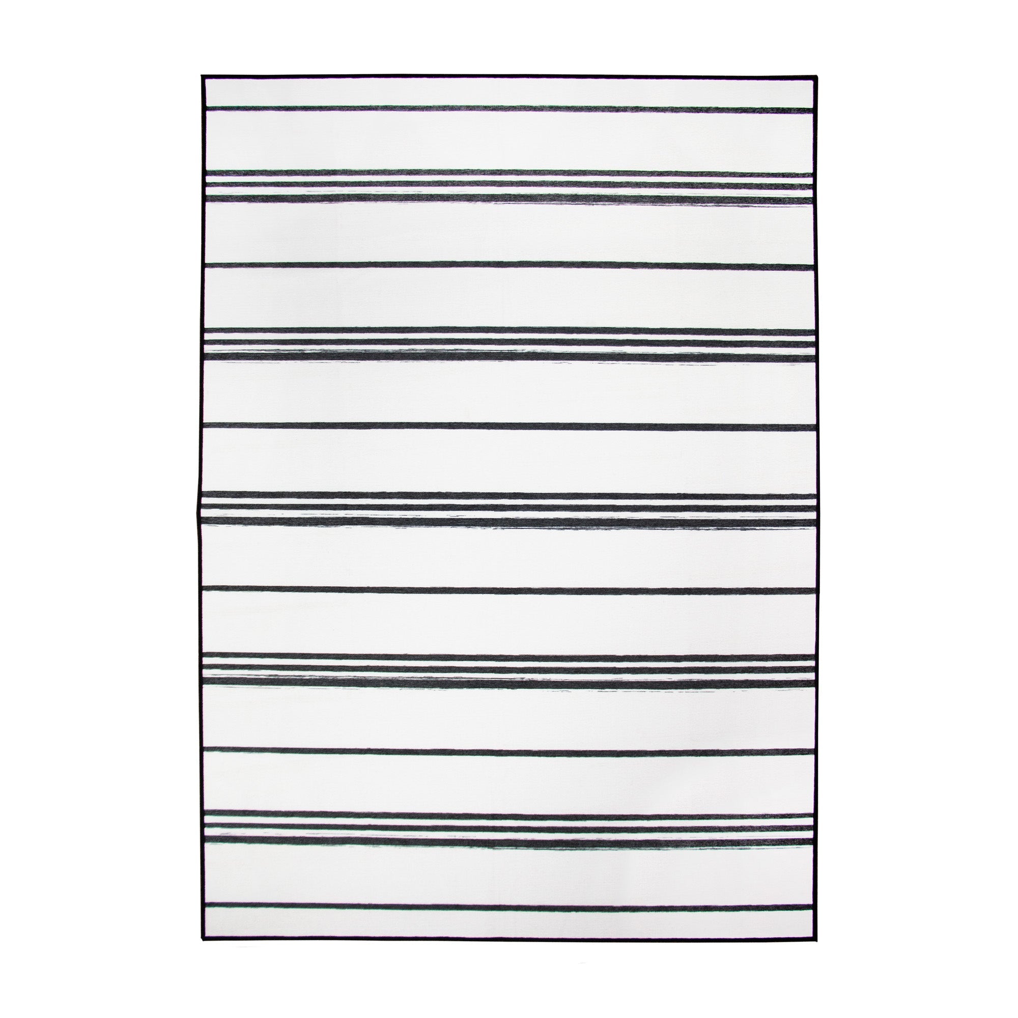 Stripe Black and White Kitchen Washable Rug