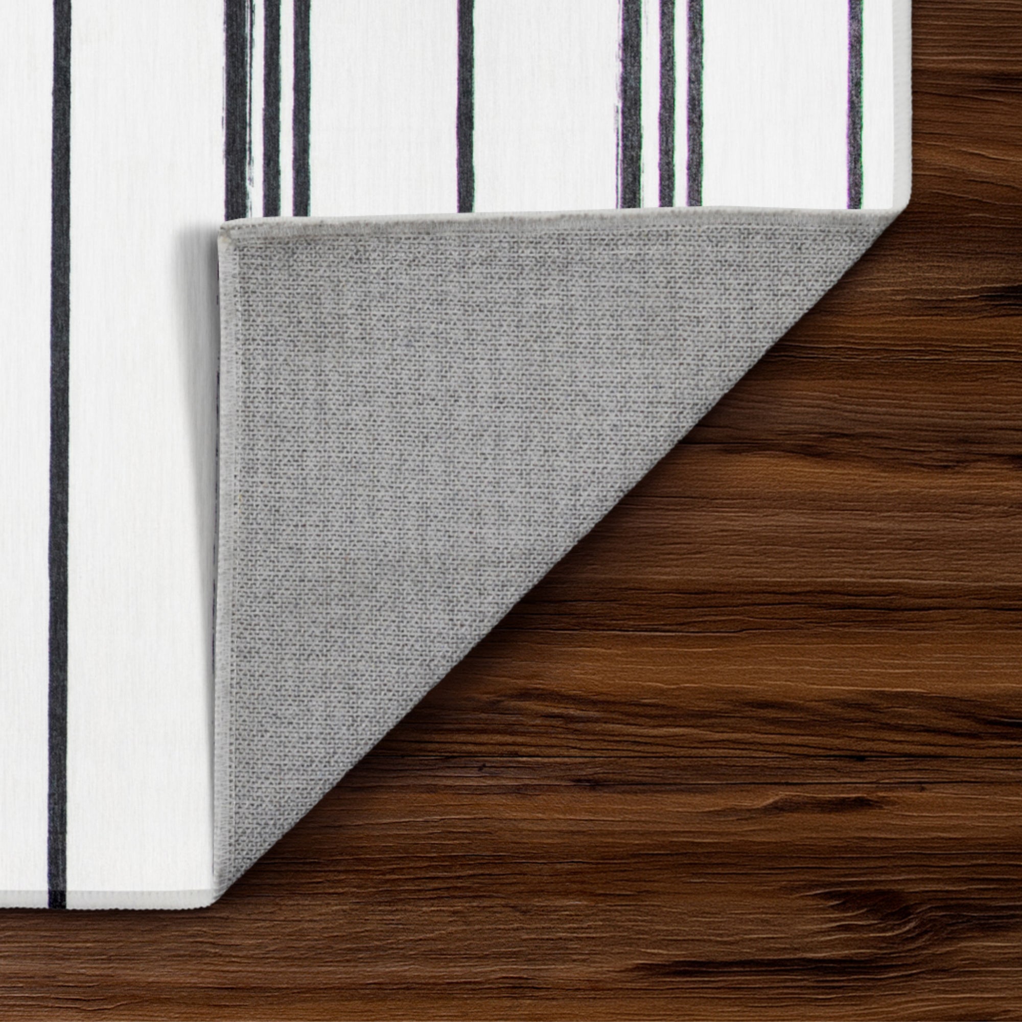 Stripe Black and White Living Room Washable Rug
