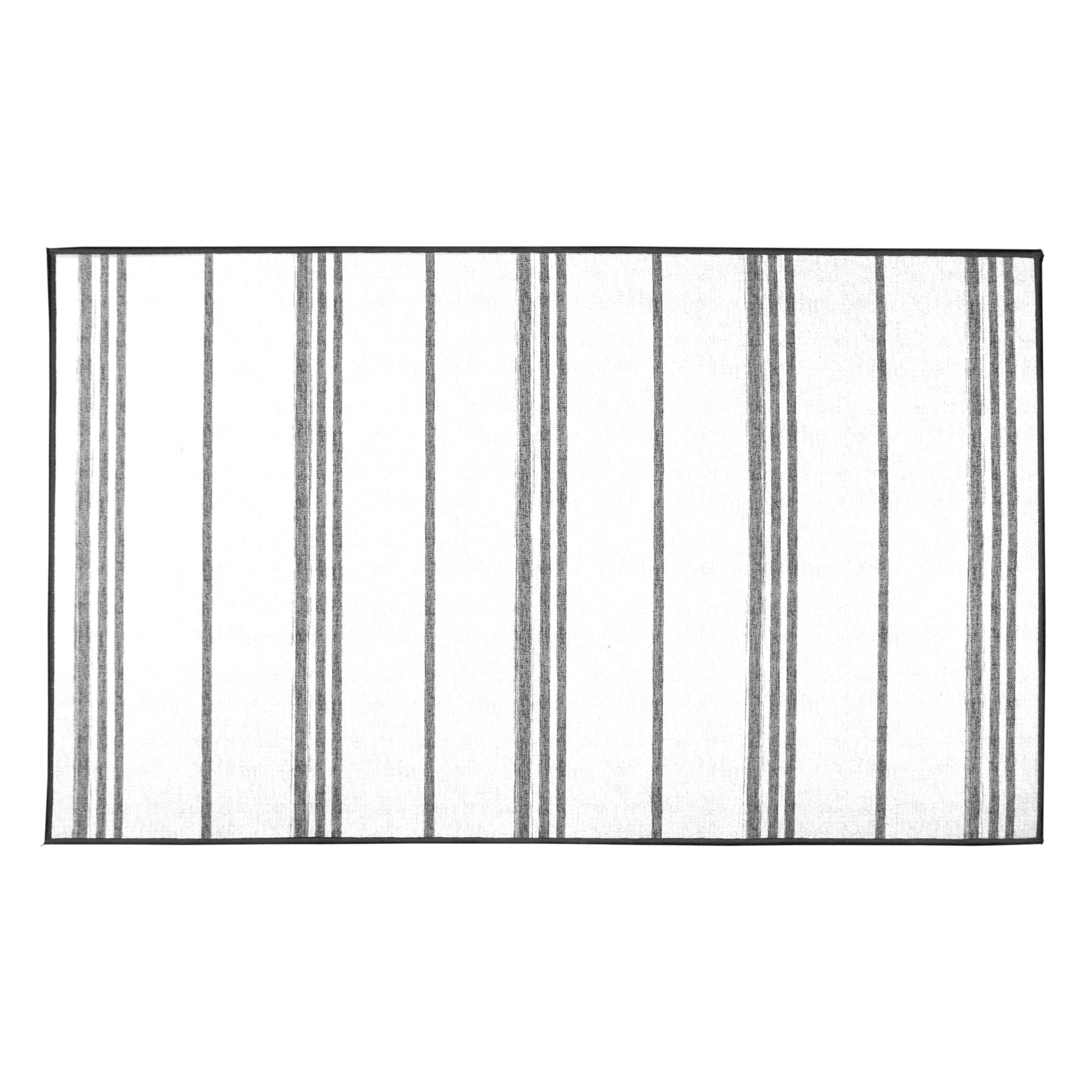 Stripe Grey Dining Room Washable Rug